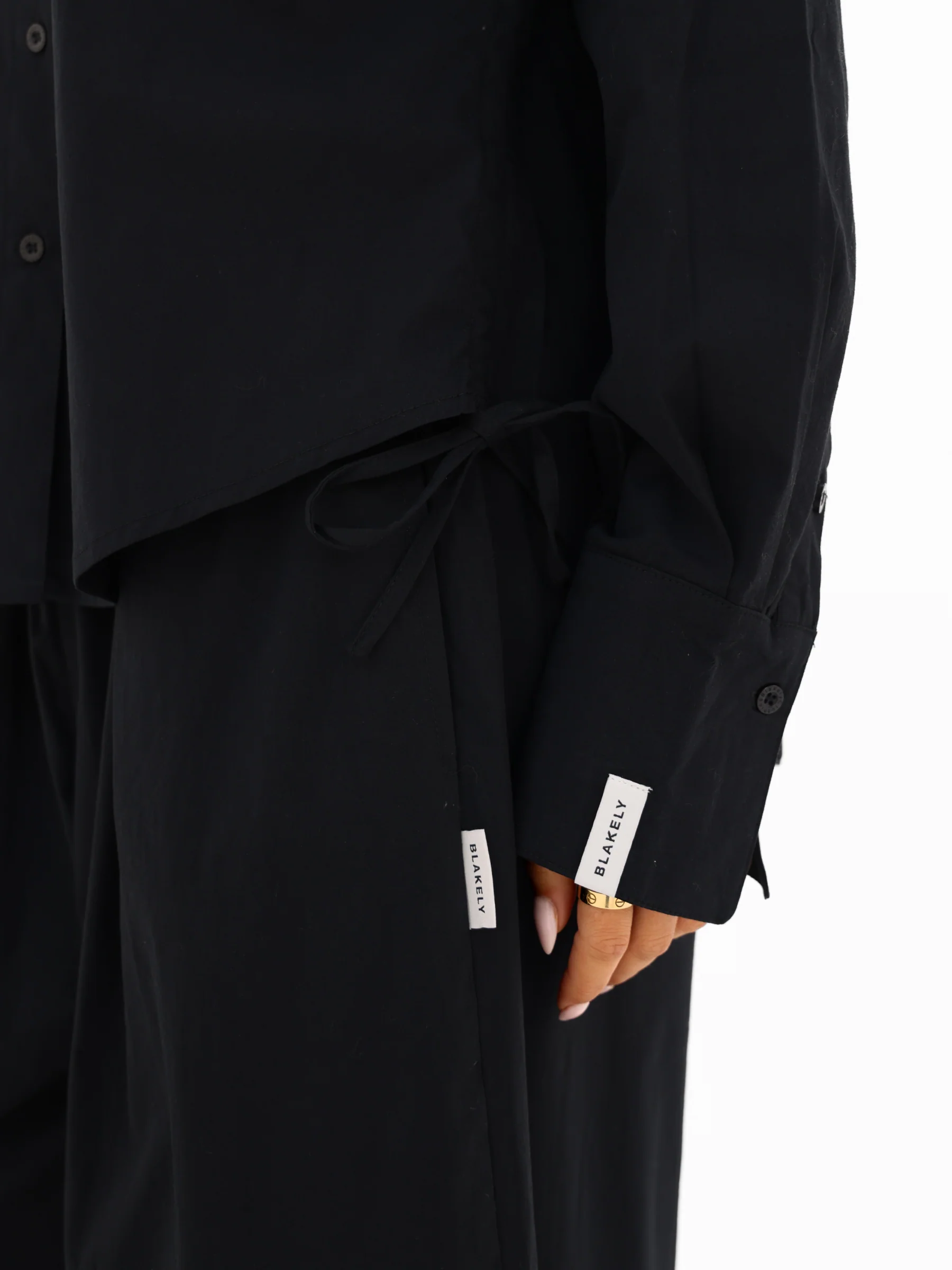 Kaia Wide Leg Poplin Trousers - Black - Image 6