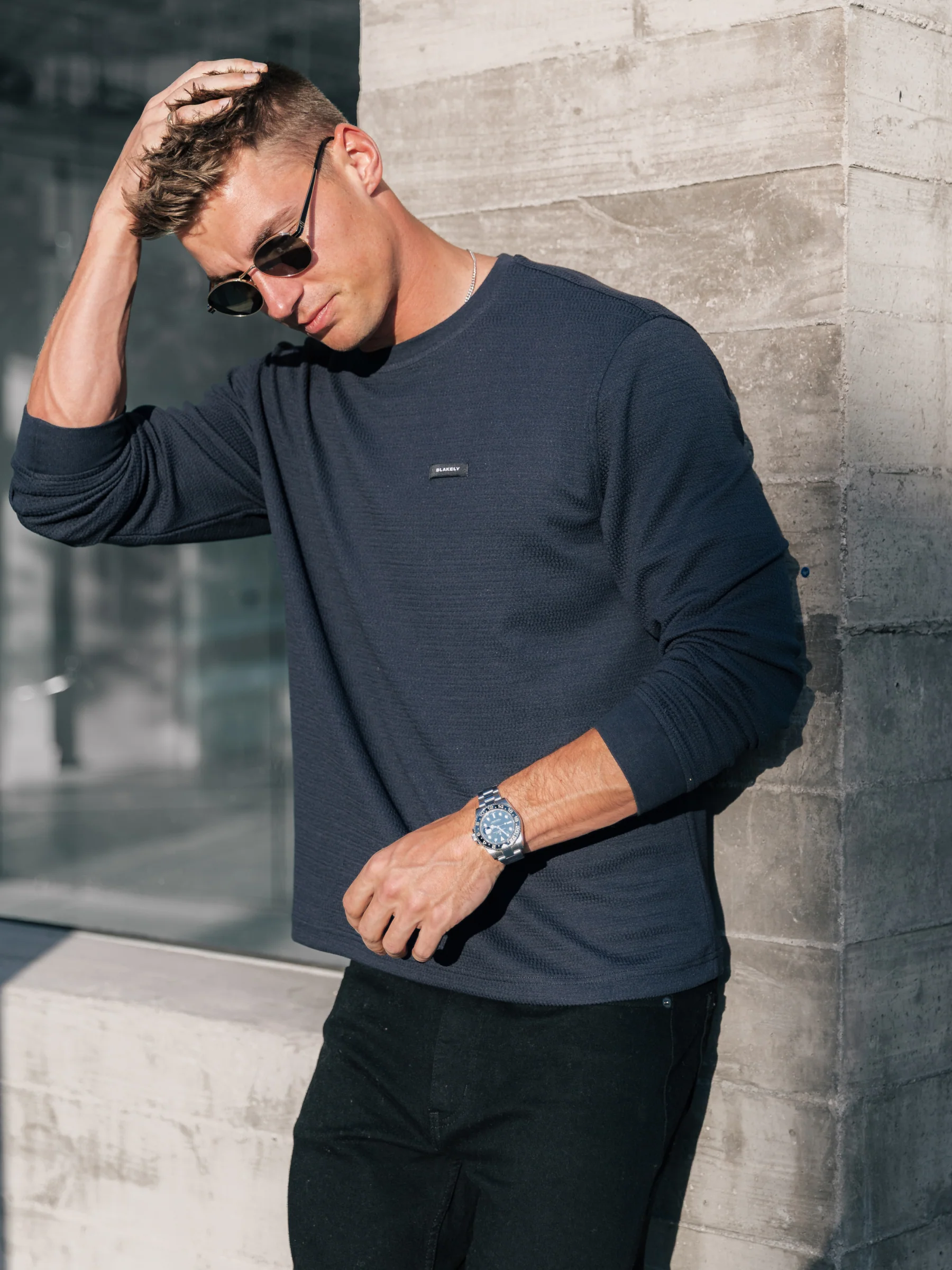 Keston Long Sleeve Top - True Navy - Image 5