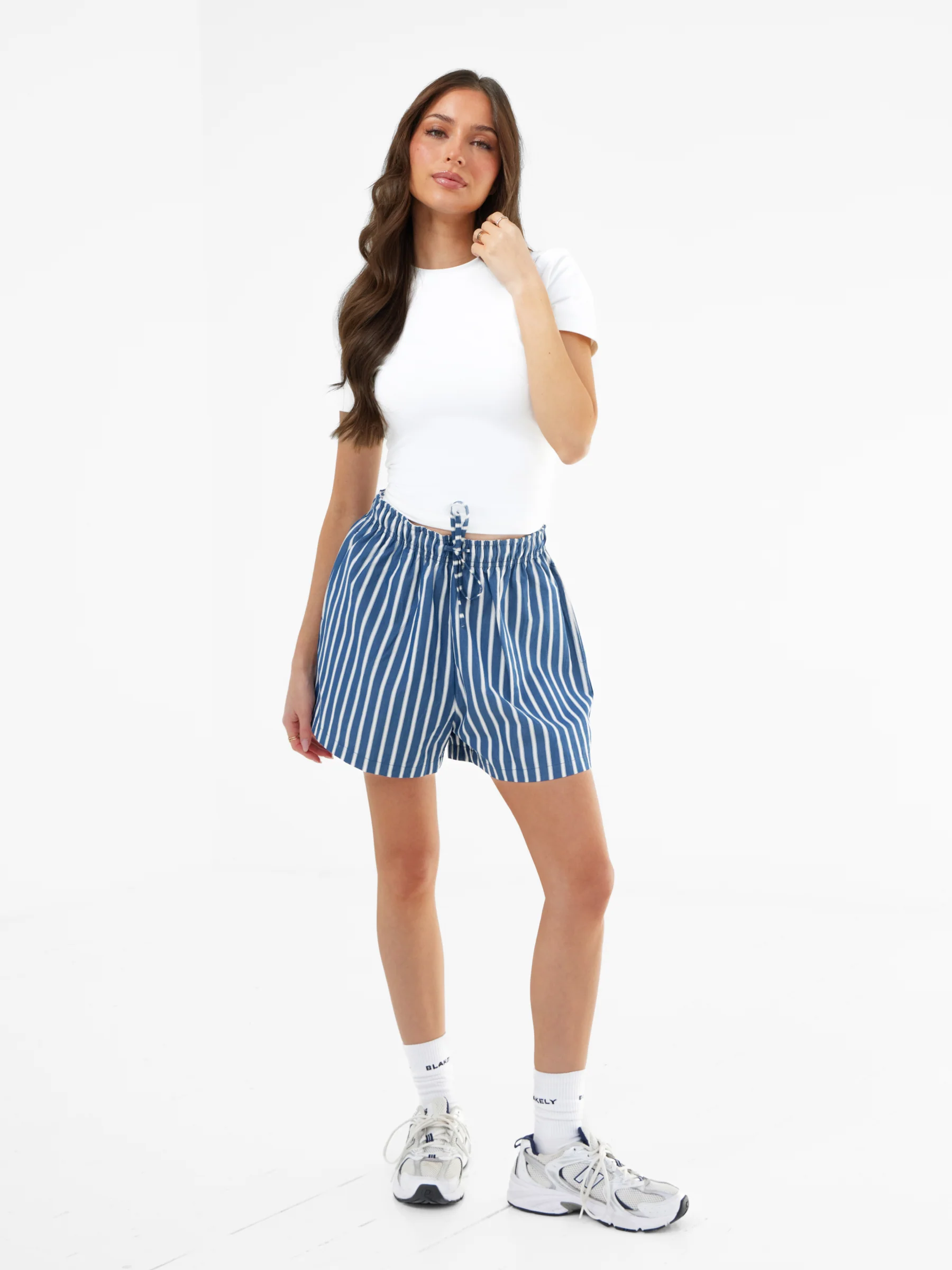 Kiara Stripe Shorts - Navy - Image 3