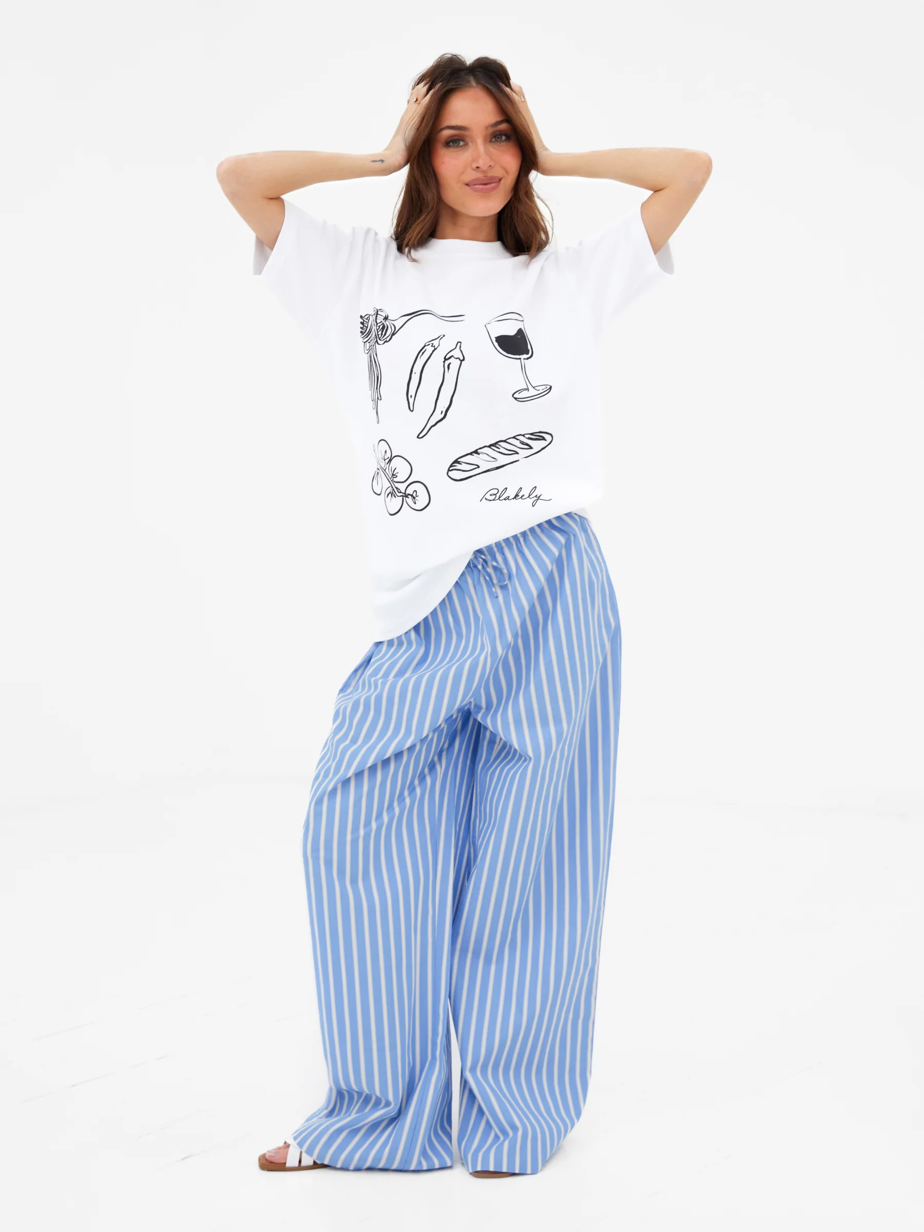 Kiara Stripe Trousers - Blue - Image 3