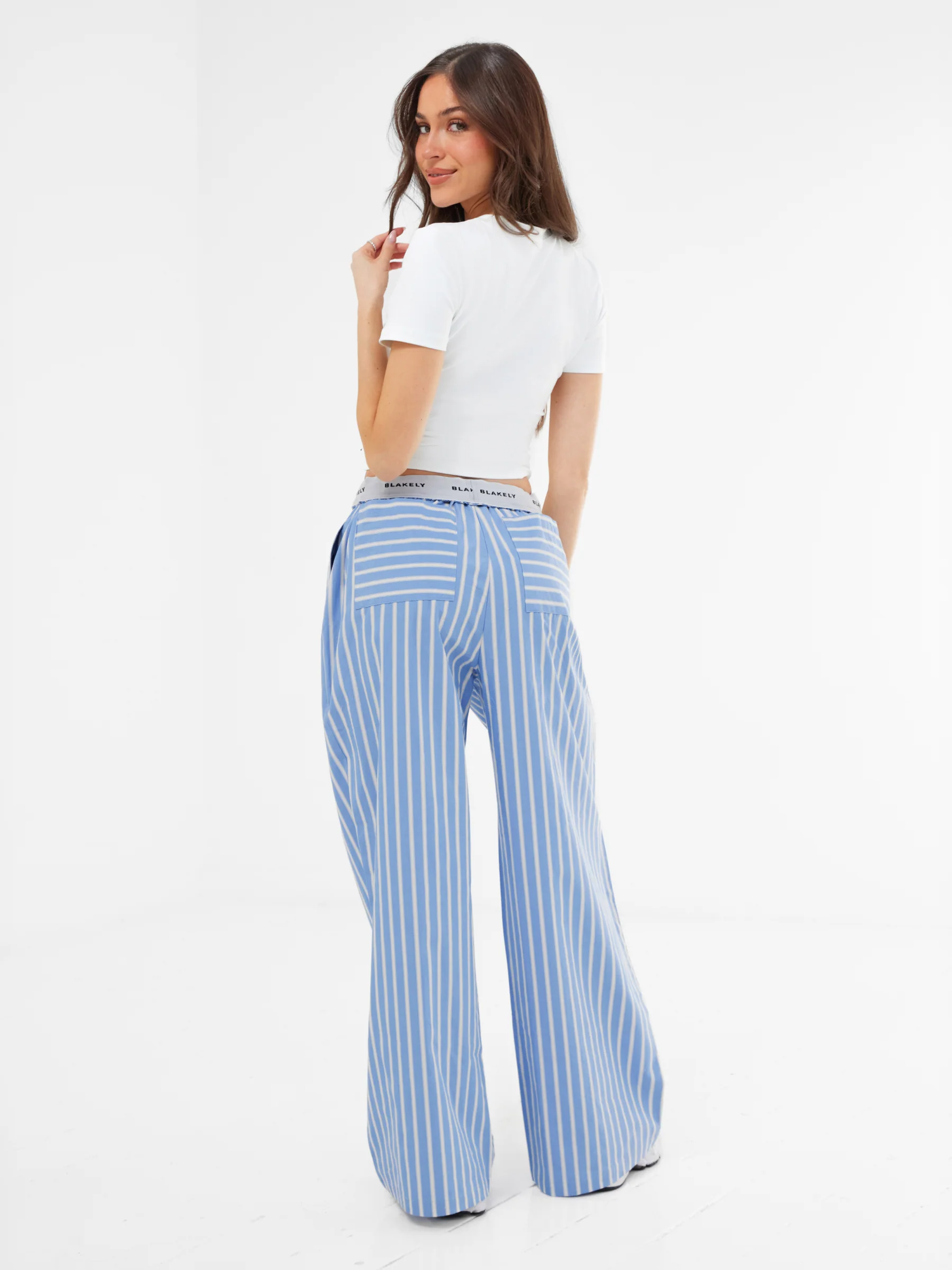 Kiara Stripe Trousers - Blue - Image 4