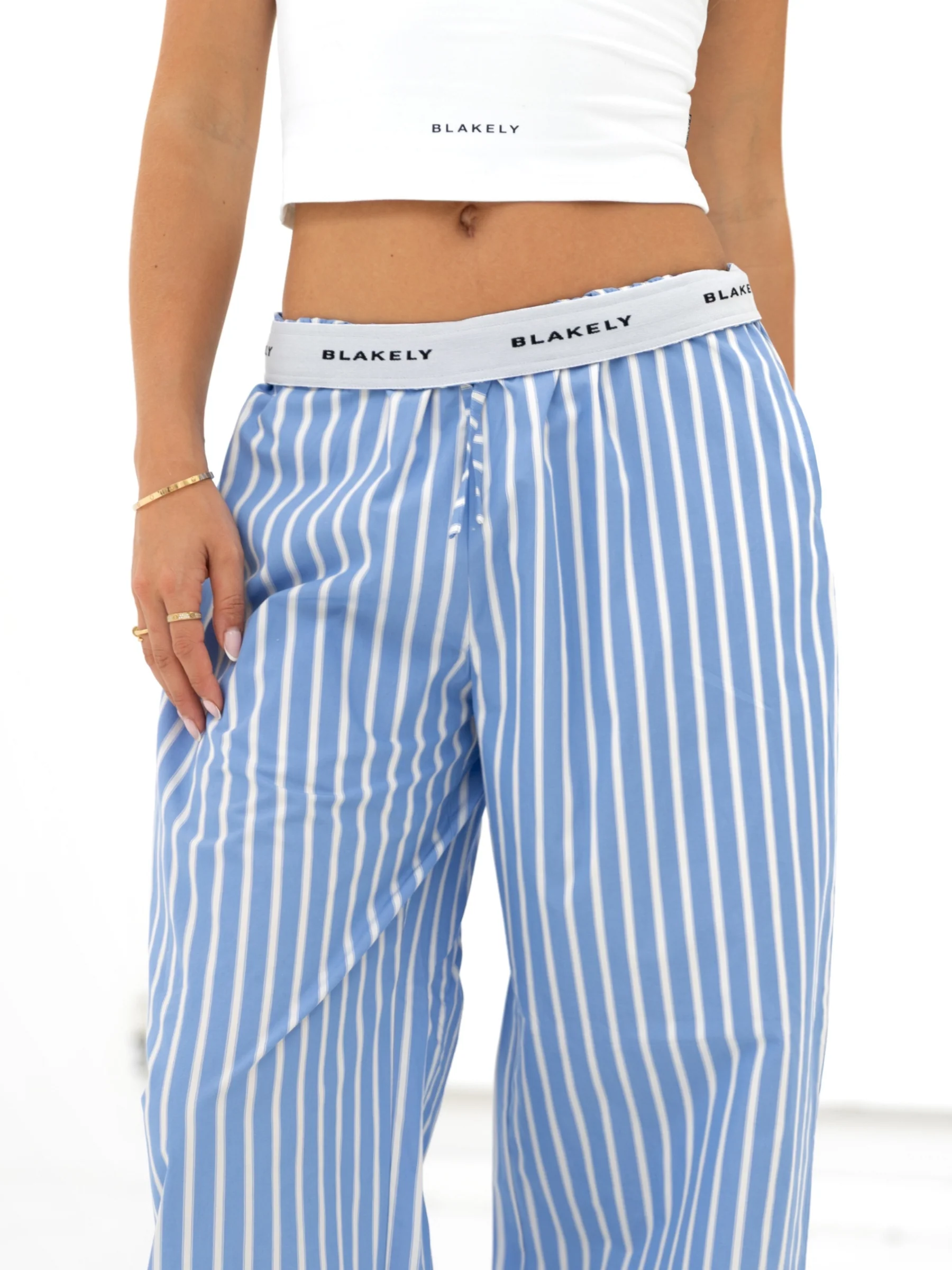 Kiara Stripe Trousers - Blue - Image 5