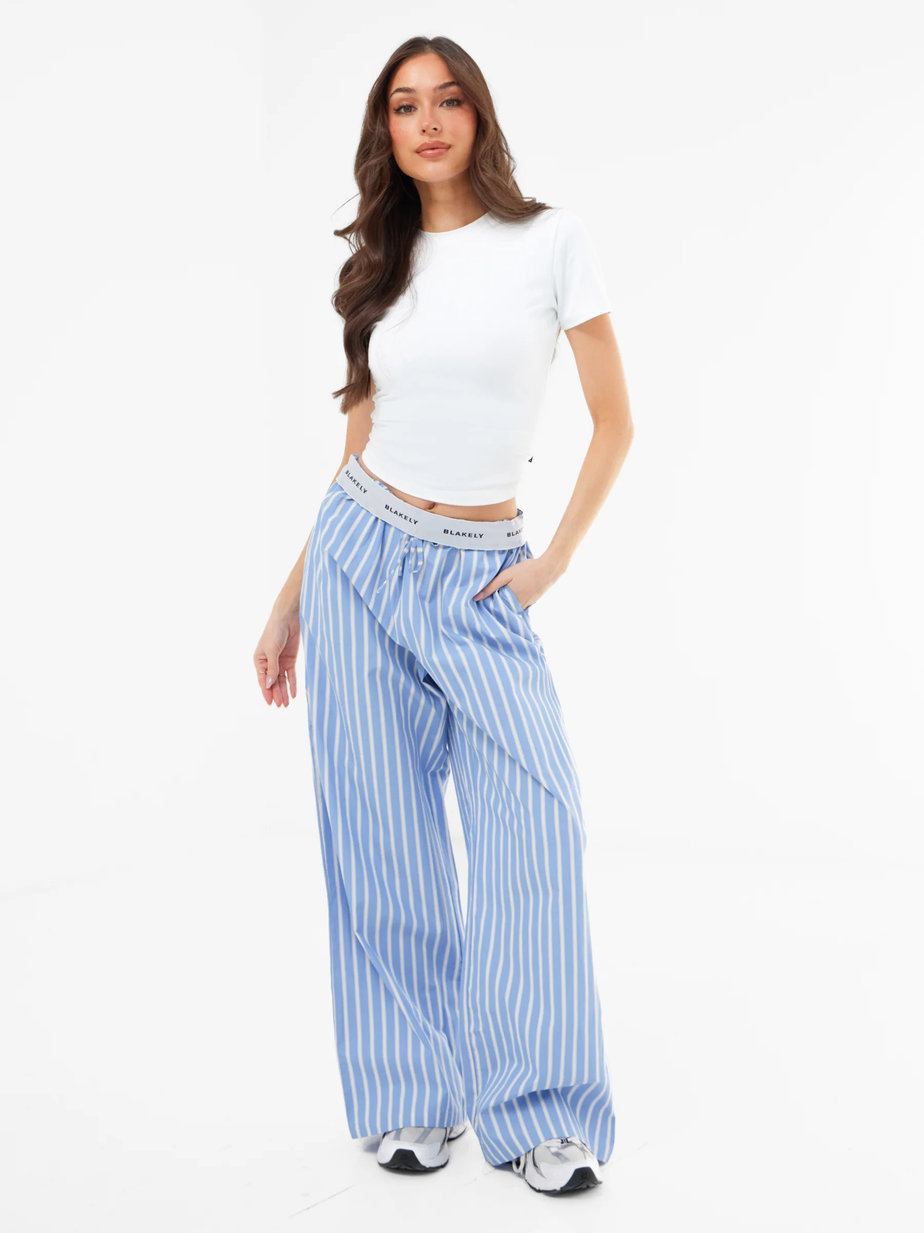 Kiara Stripe Trousers - Blue - Image 6
