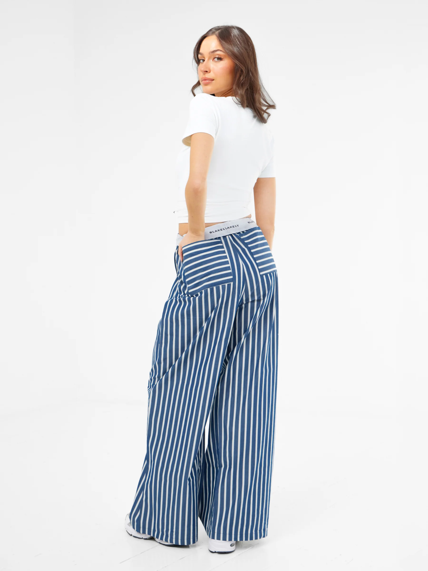 Kiara Stripe Trousers - Navy - Image 6