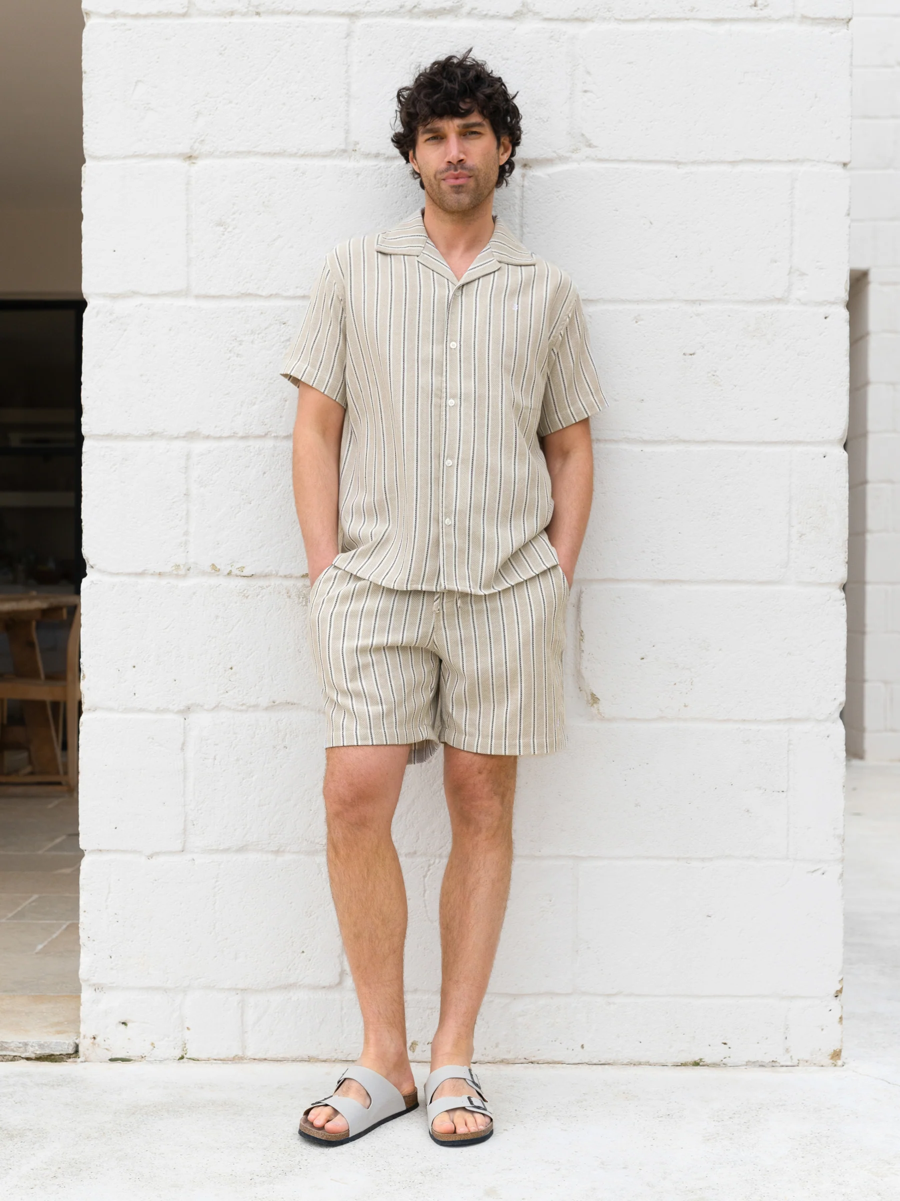 Leon Relaxed Stripe Shirt - Tan - Image 5