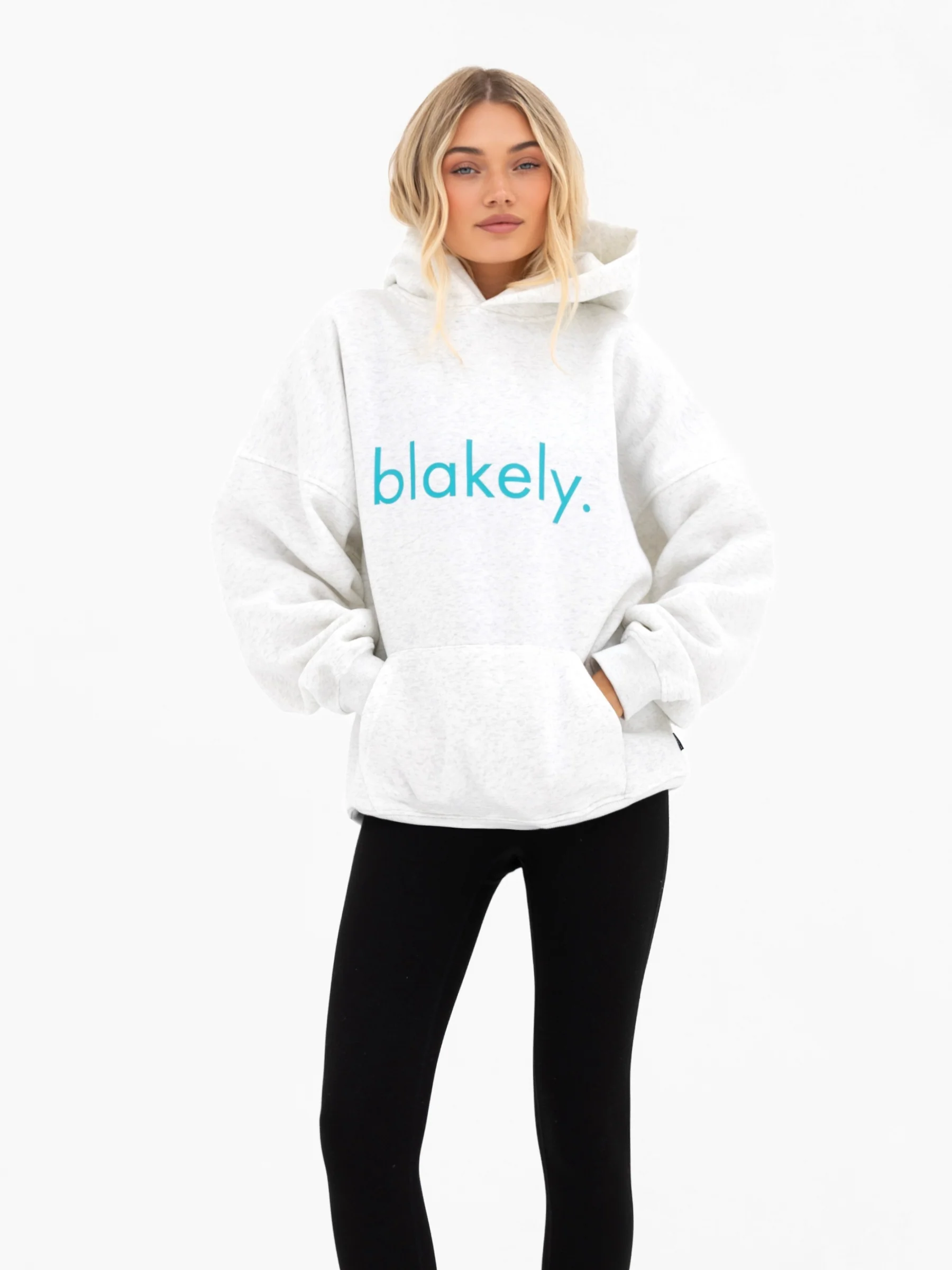 Lila Oversized Hoodie - Marl White & Aqua - Image 2