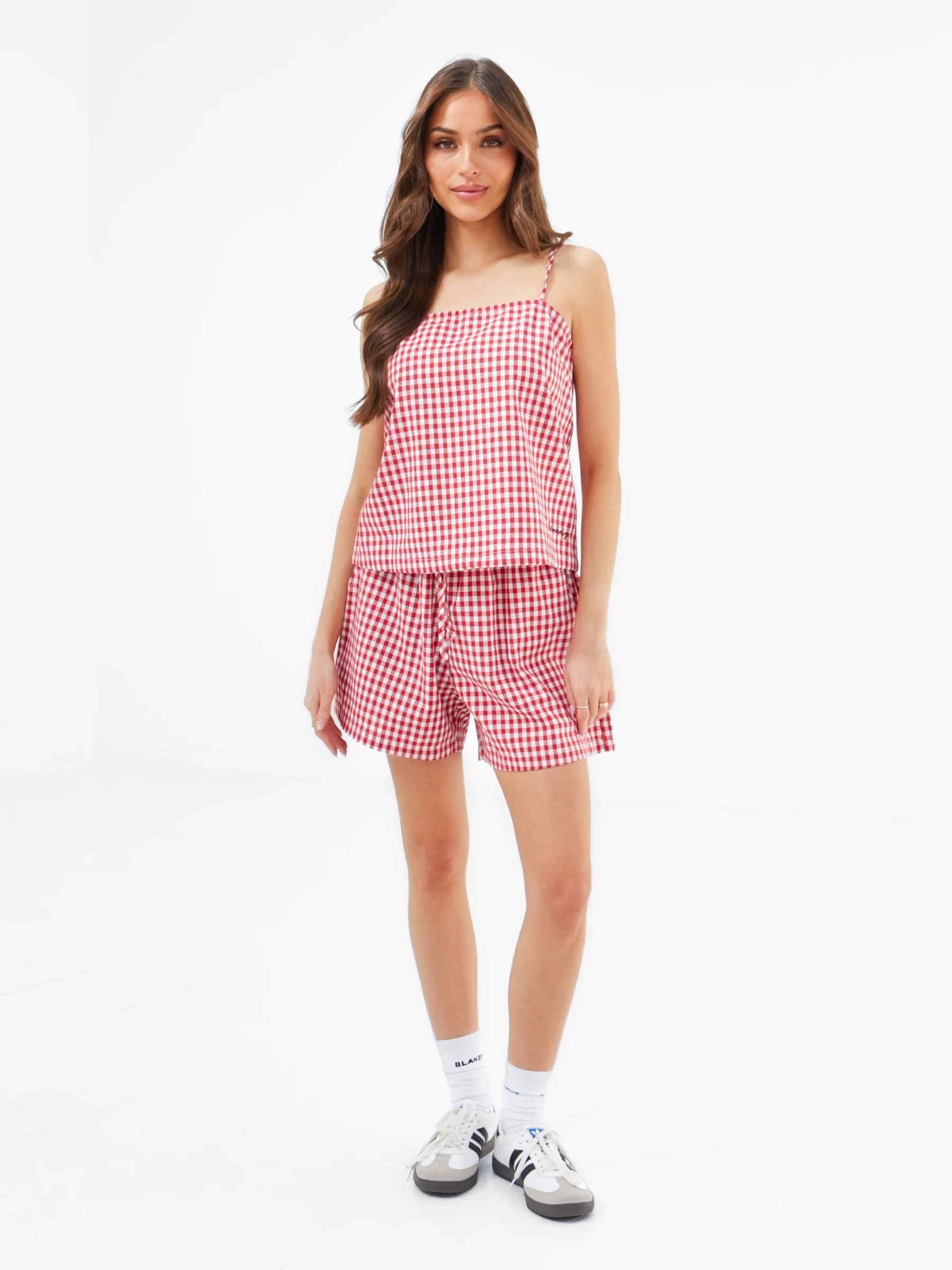 Lottie Gingham Cami Top - Red - Image 3