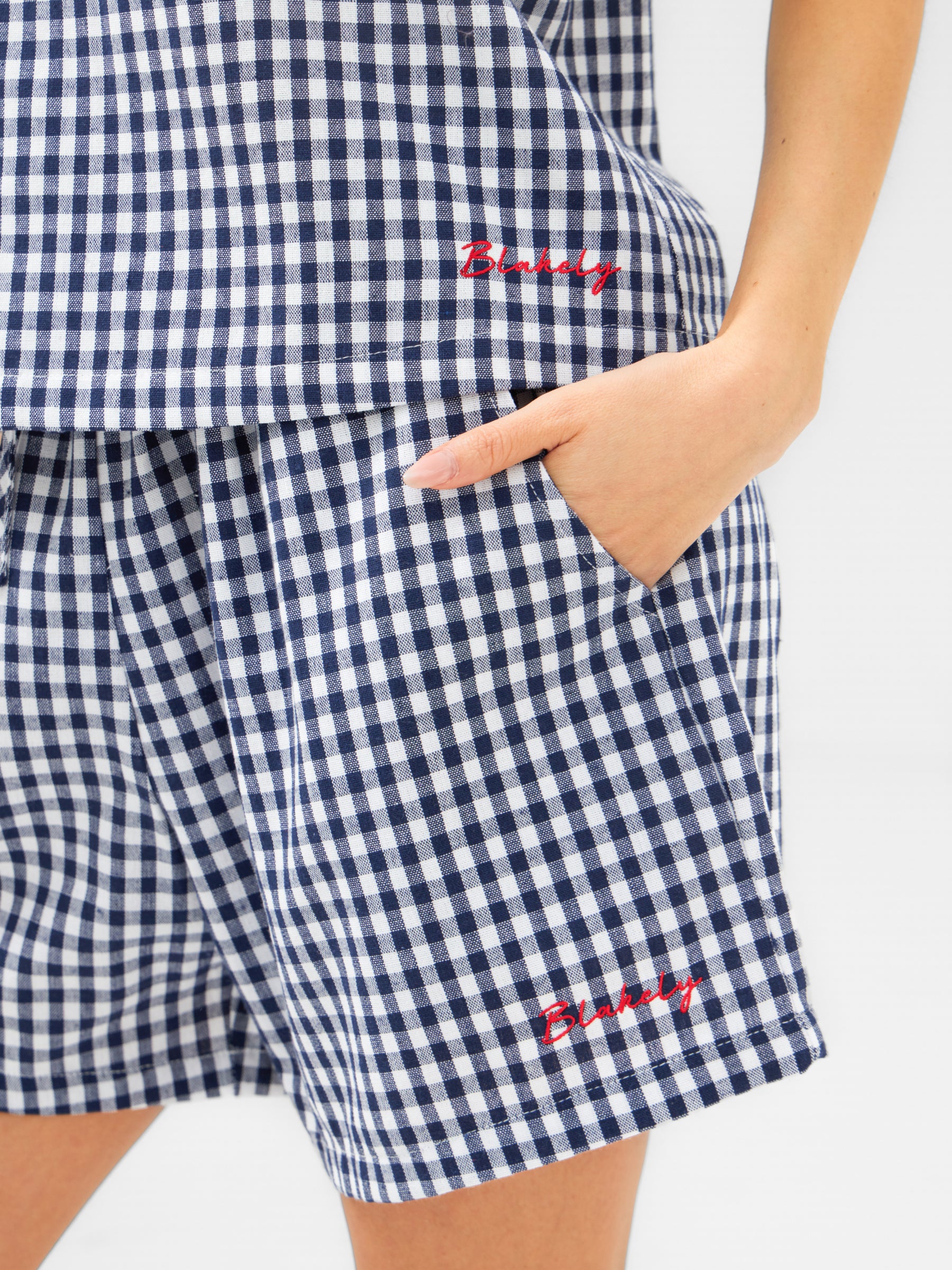Lottie Gingham Shorts - Navy - Image 6
