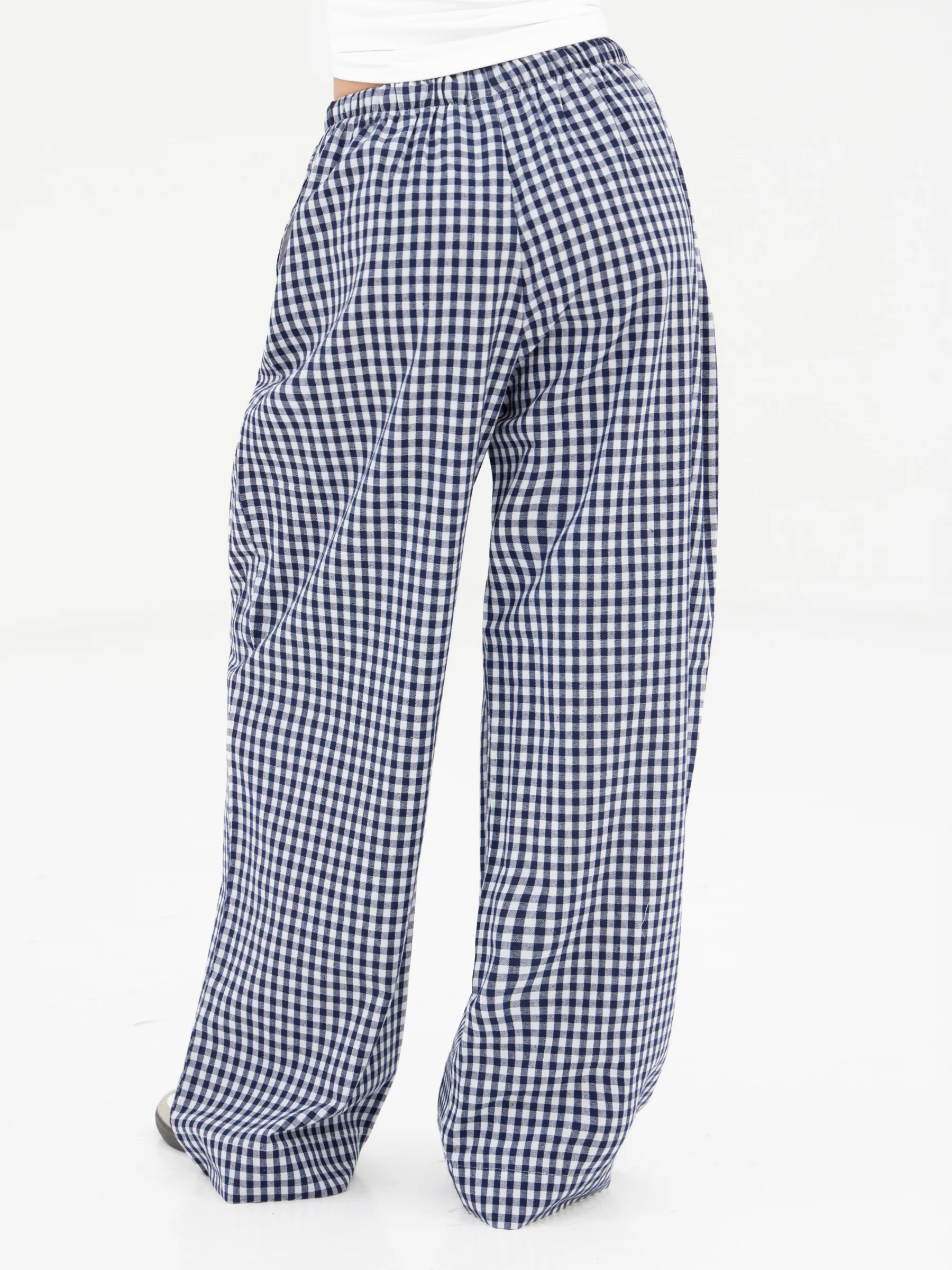 Lottie Gingham Trousers - Navy - Image 2