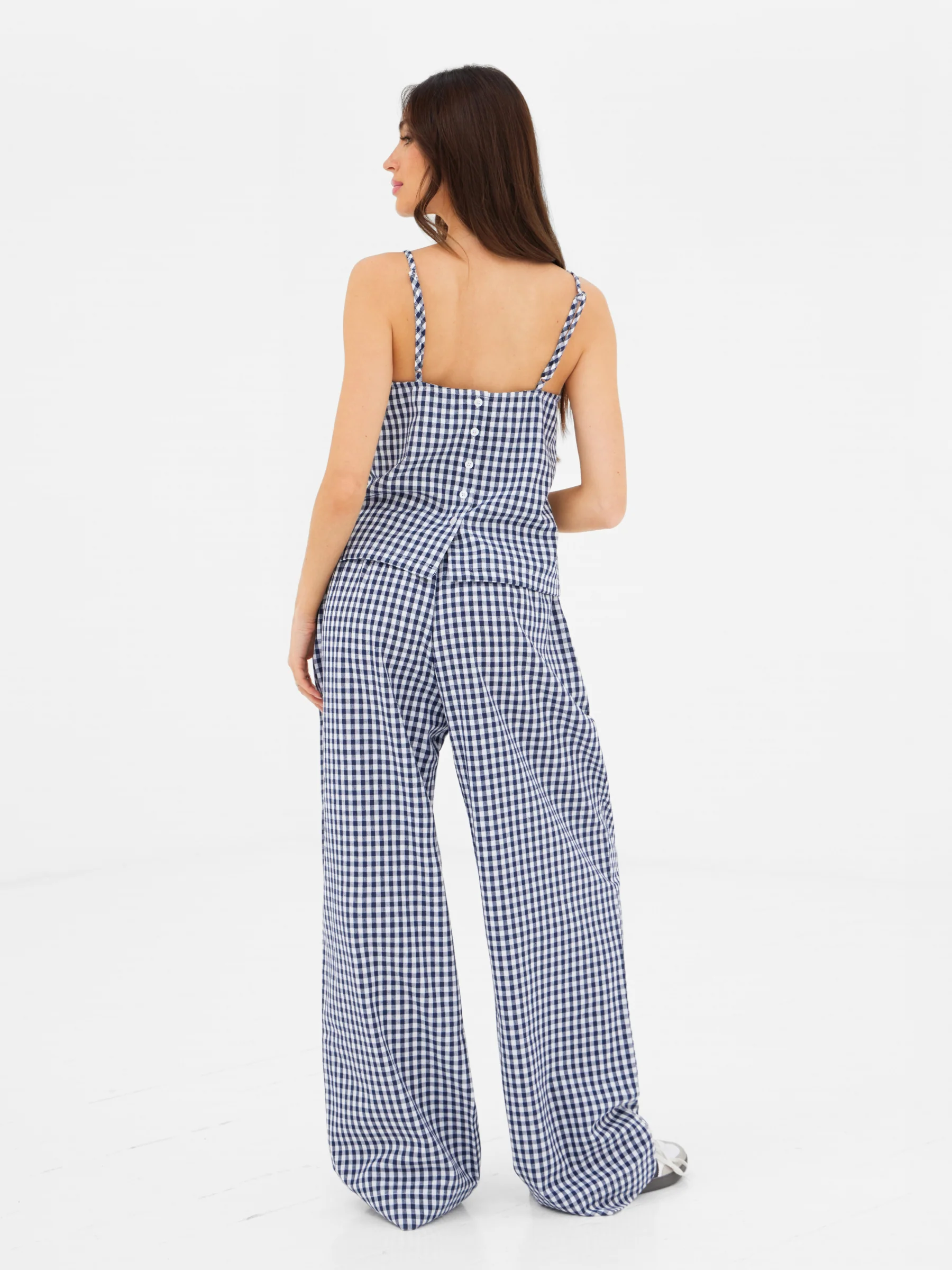 Lottie Gingham Trousers - Navy - Image 5