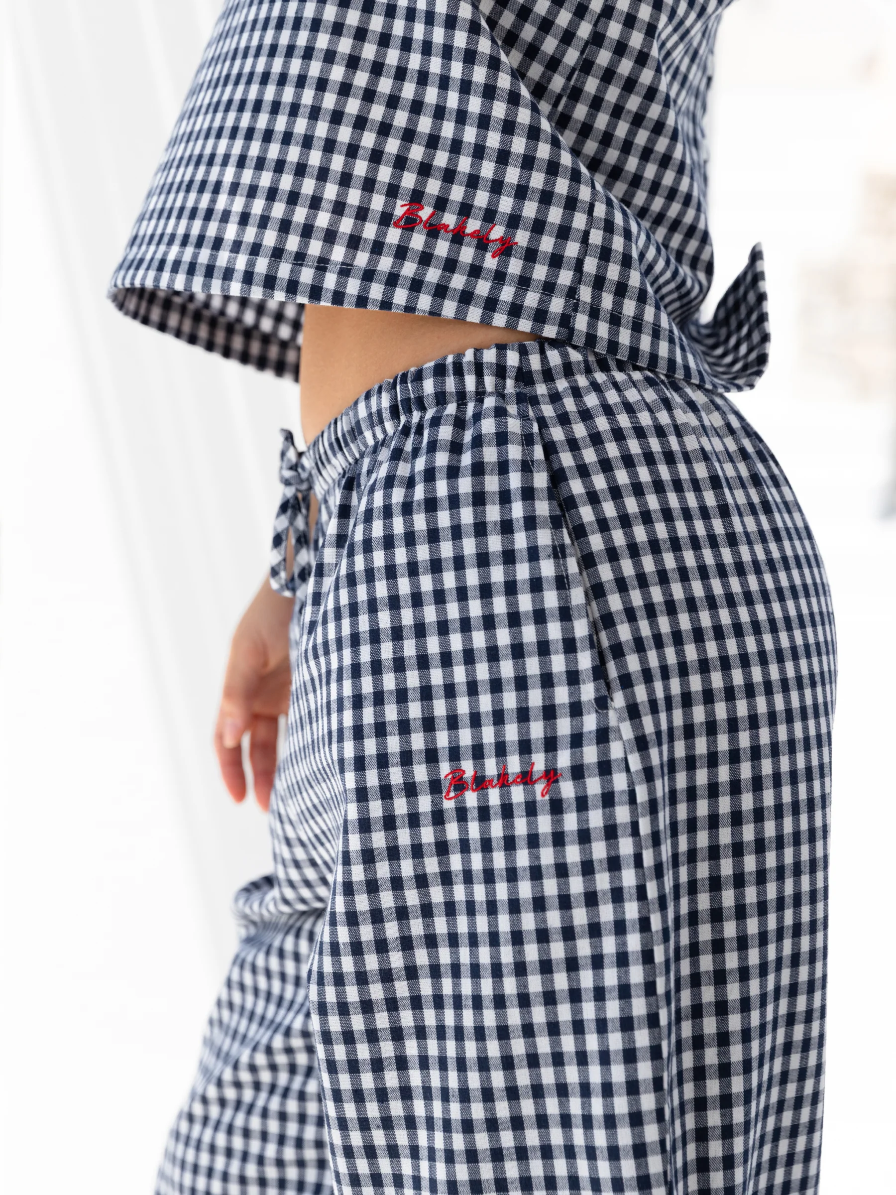 Lottie Gingham Trousers - Navy - Image 6