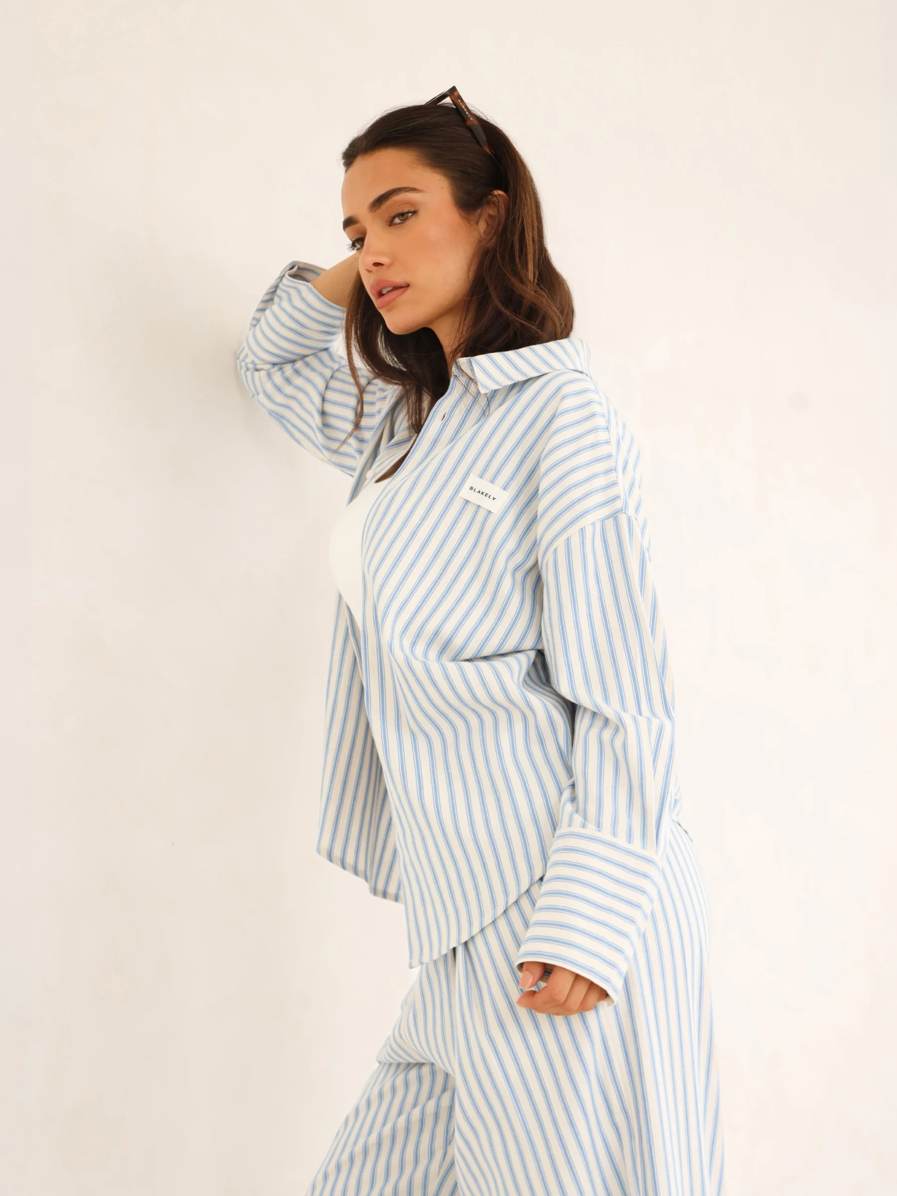 Lou Oversized Stripe Shirt - Mid Blue - Image 4