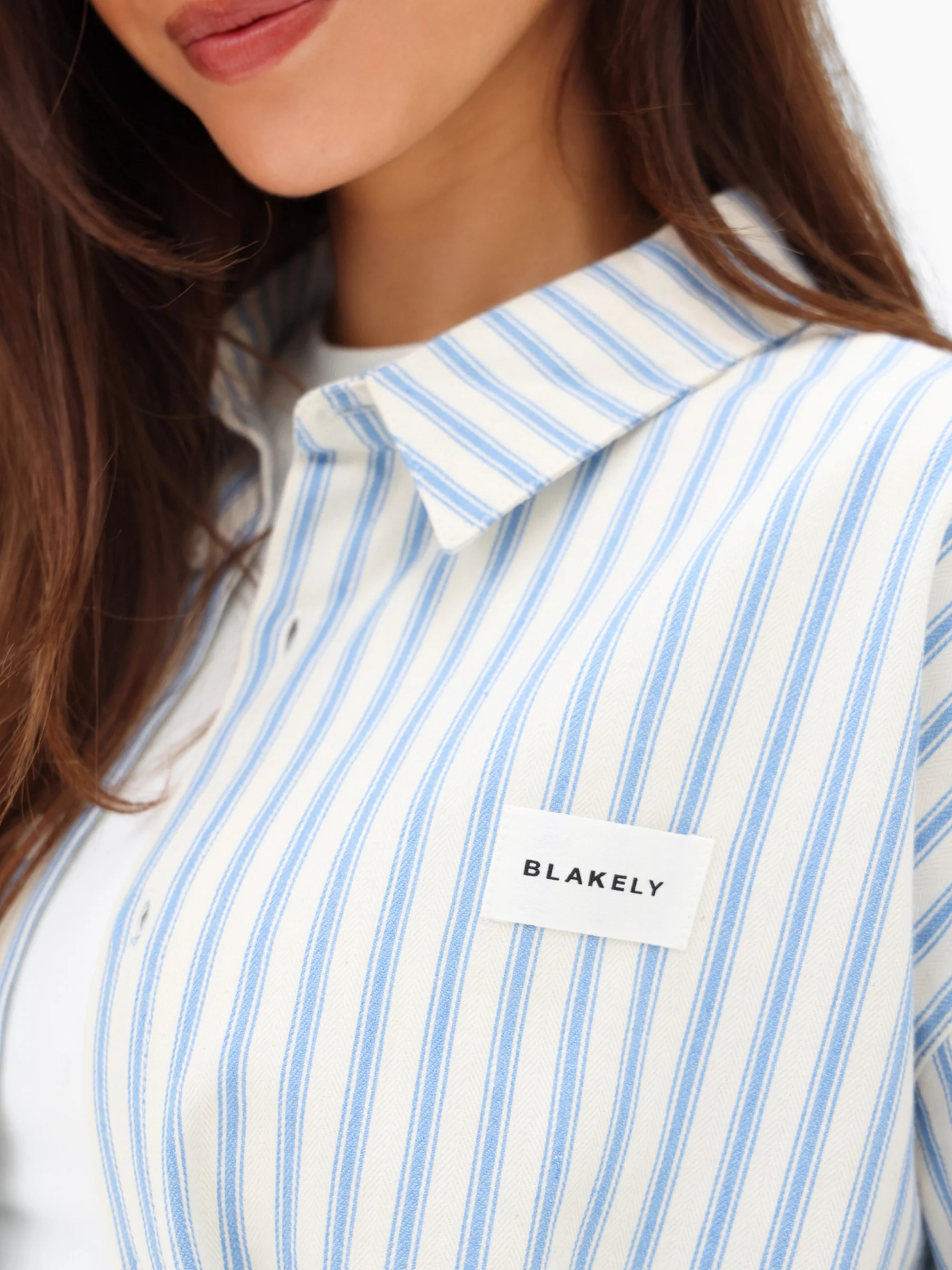 Lou Oversized Stripe Shirt - Mid Blue - Image 5