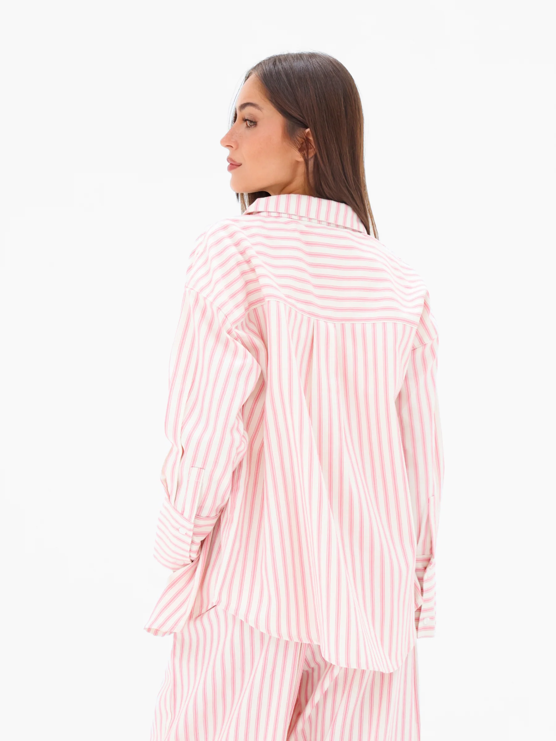 Lou Oversized Stripe Shirt - Warm Pink - Image 2