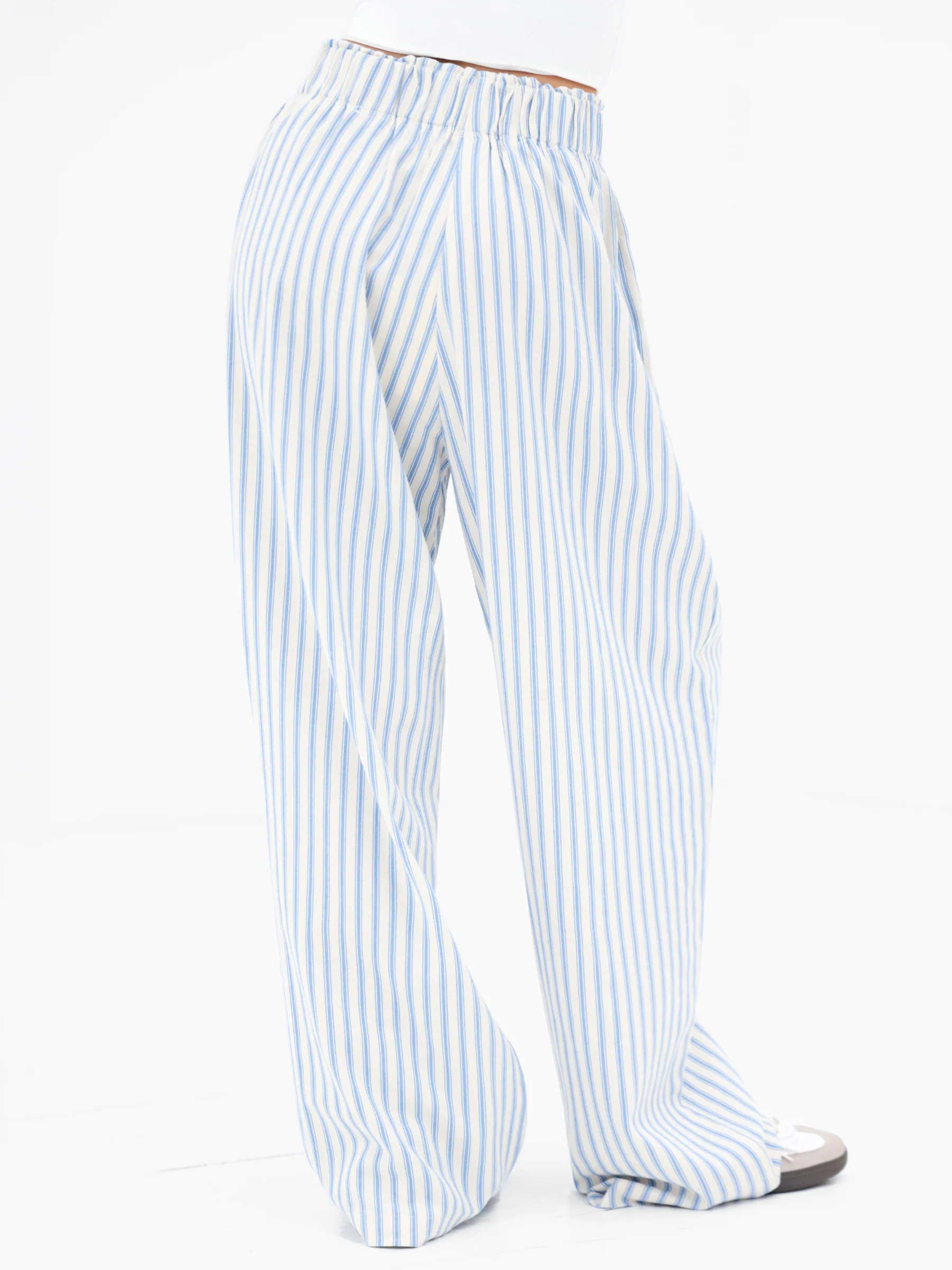 Lou Stripe Trousers - Mid Blue - Image 2