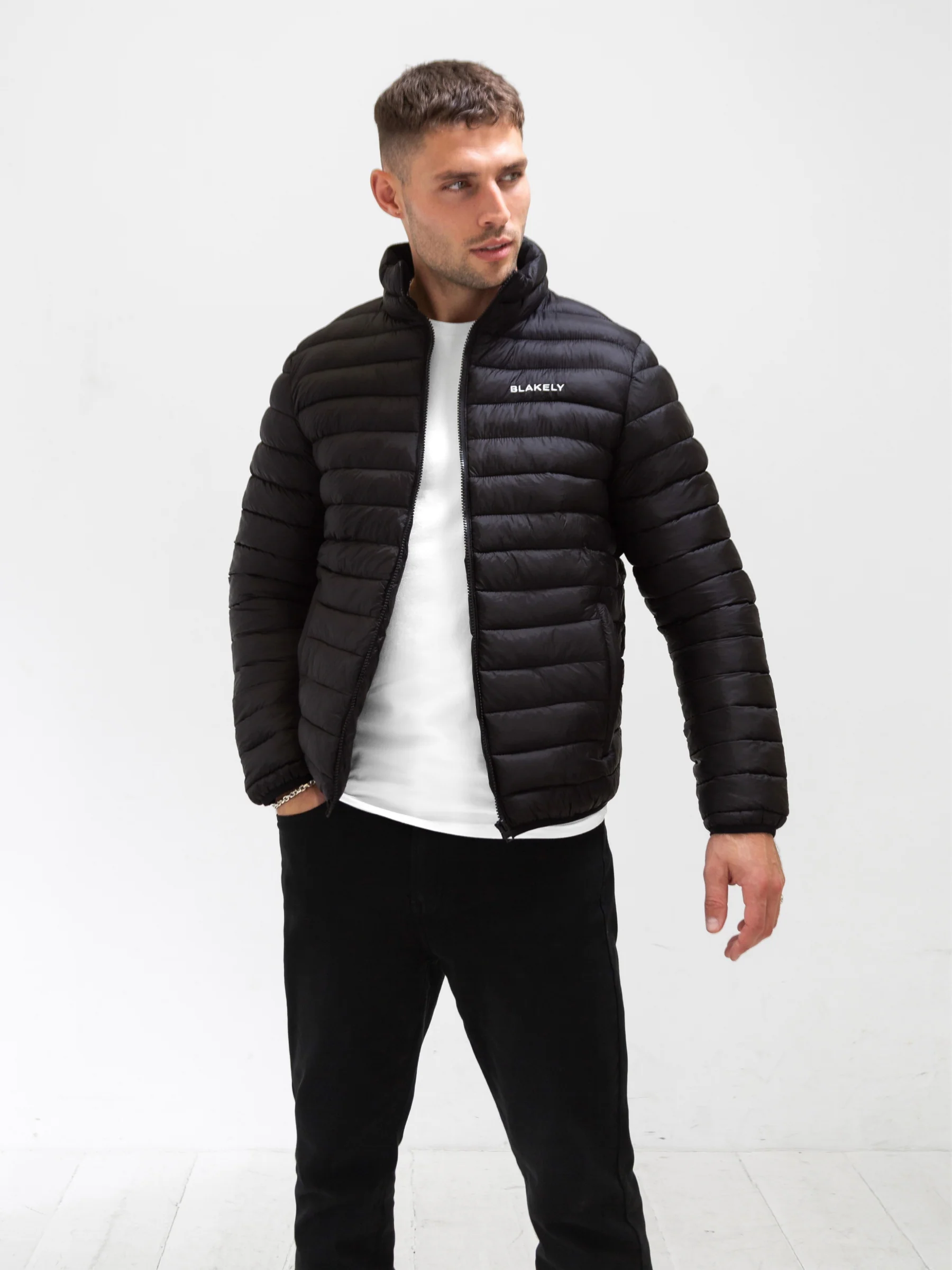 Lucas Lightweight Puffer Jacket - Black - Image 3