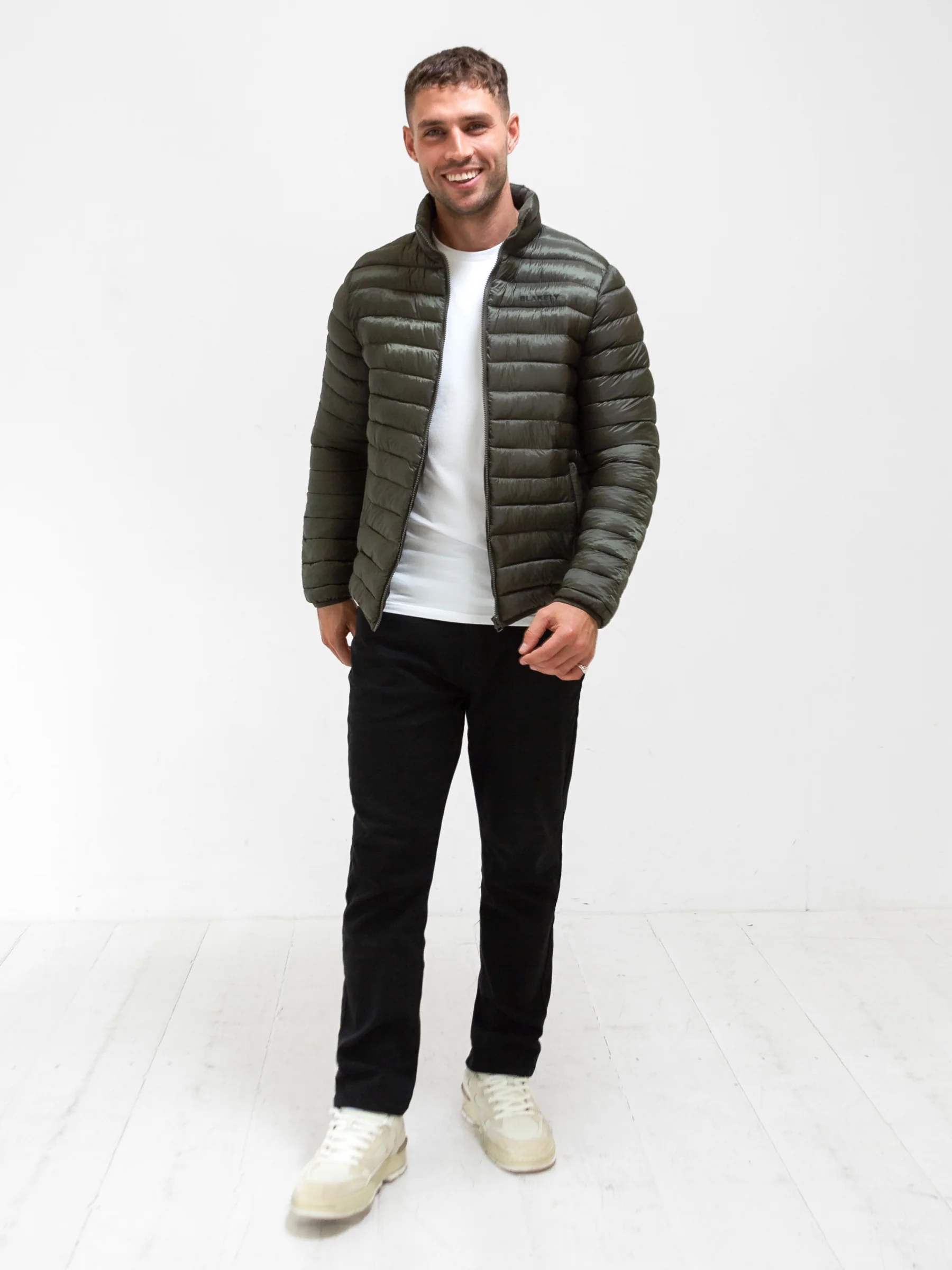 Lucas Lightweight Puffer Jacket - Dark Green - Image 3