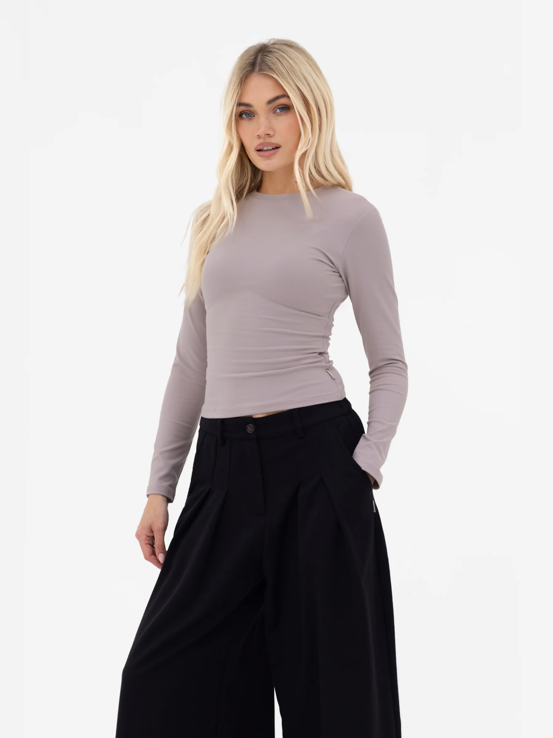 Lucia Long Sleeve Top - Pebble - Image 5