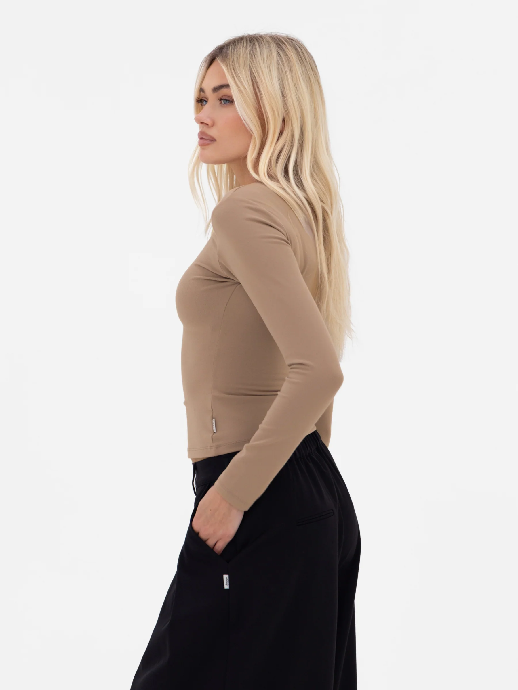 Lucia Long Sleeve Top - Tan - Image 2