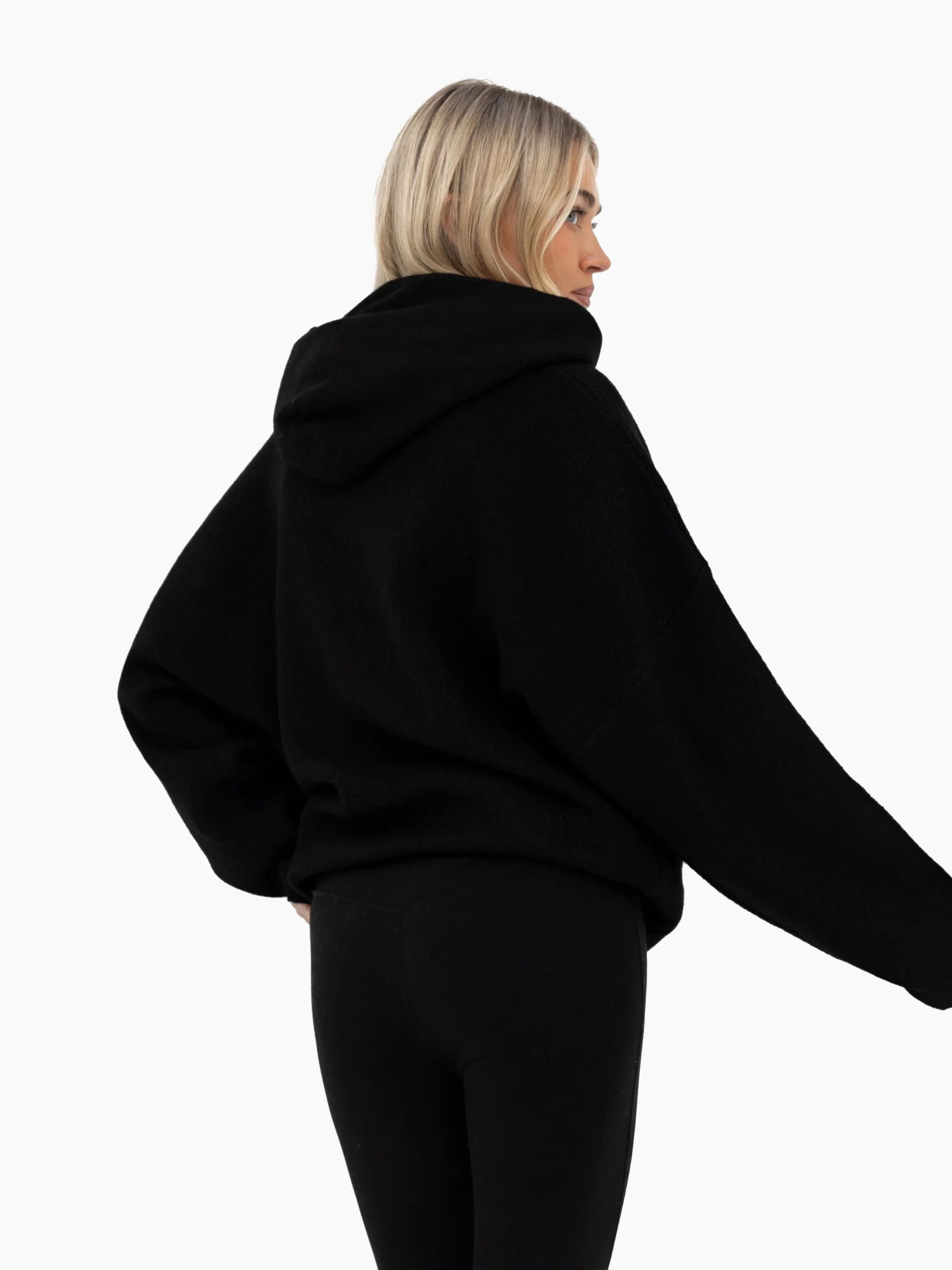 Mabel Oversized Knitted Hoodie - Black - Image 2