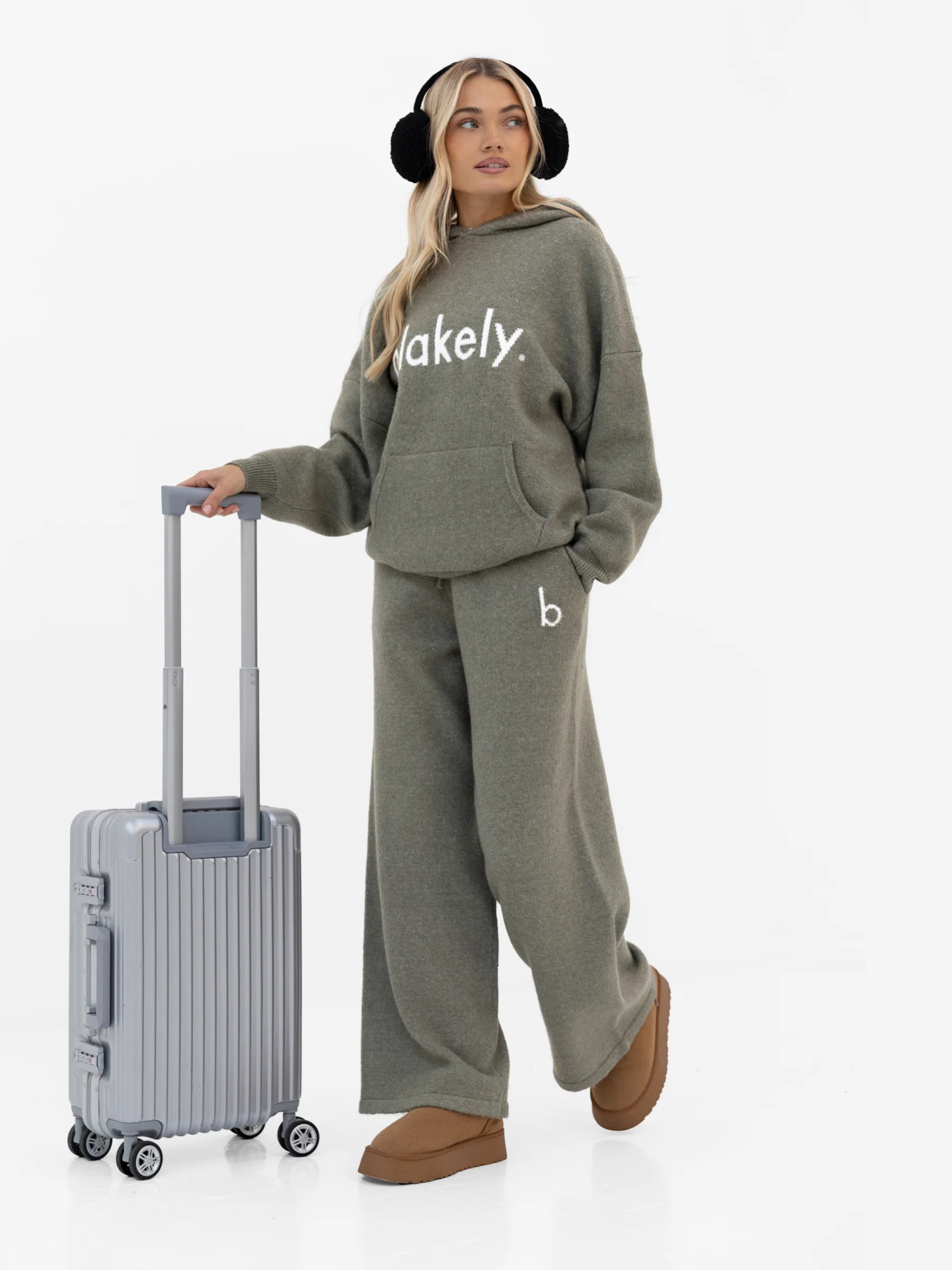 Mabel Oversized Knitted Hoodie - Safari Green - Image 3