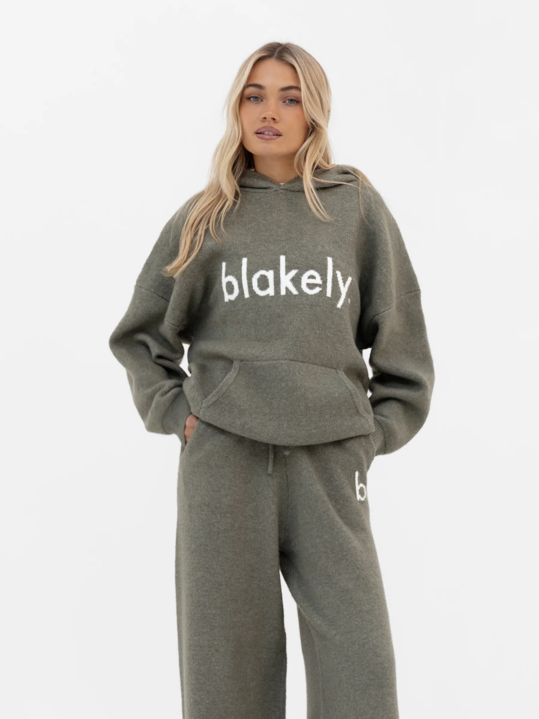 Mabel Oversized Knitted Hoodie - Safari Green - Image 6