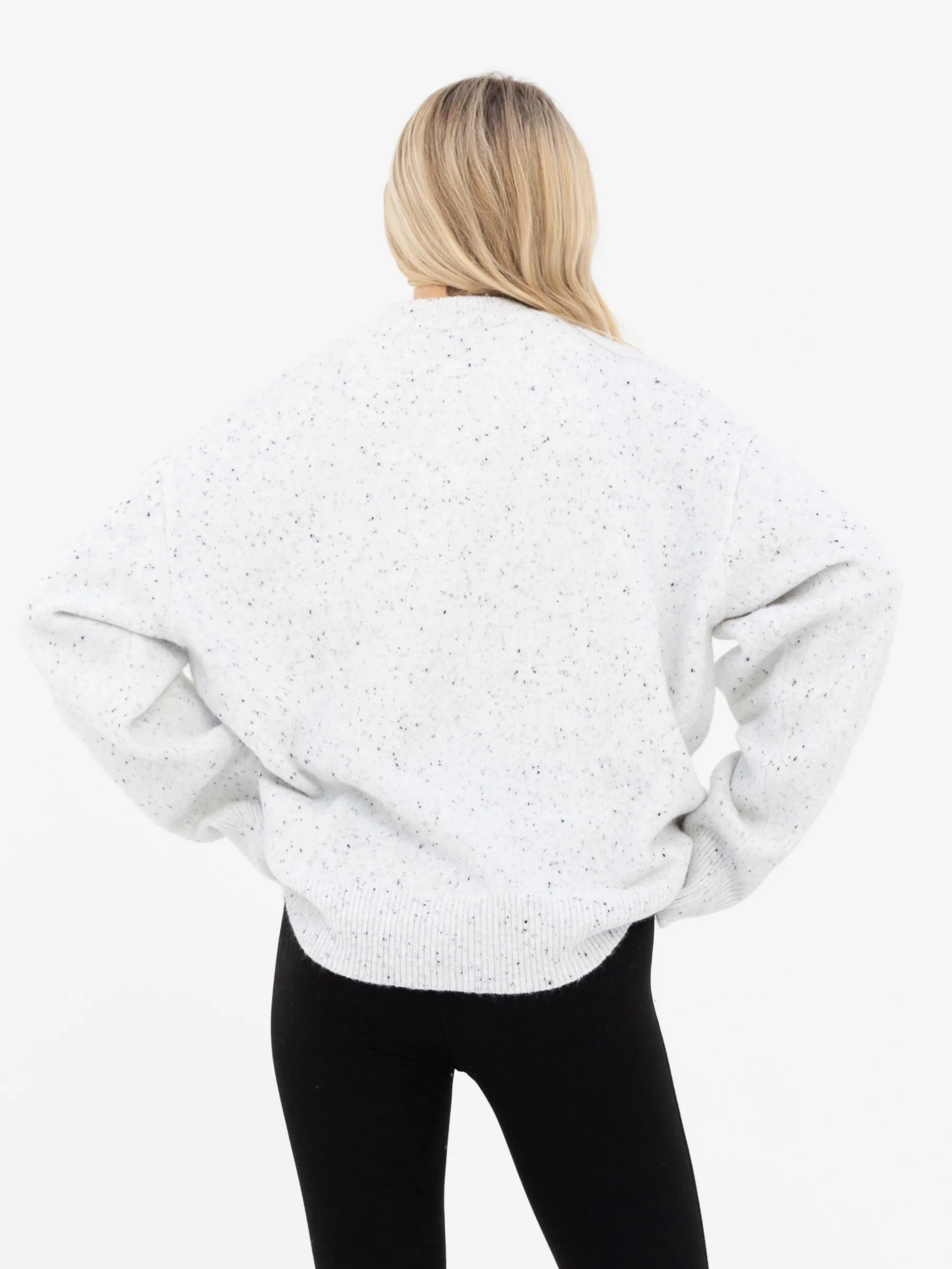 Mabel Oversized Knitted Jumper - Light Grey - Image 2
