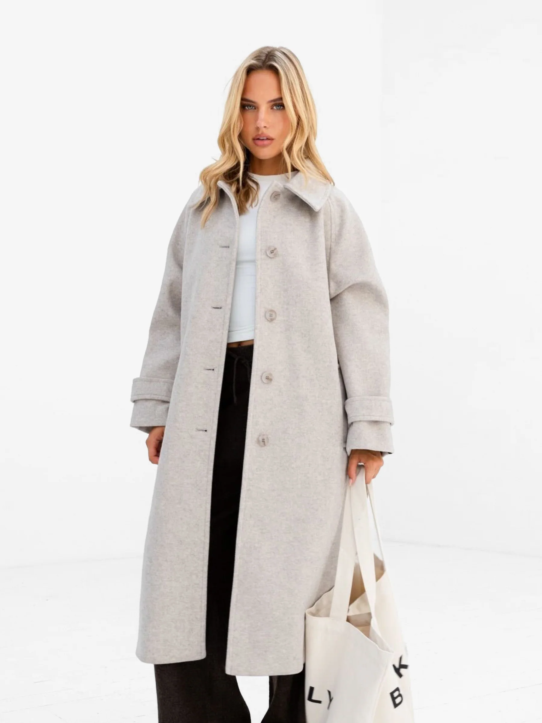 Madalyn Longline Coat - Light Grey - Image 6