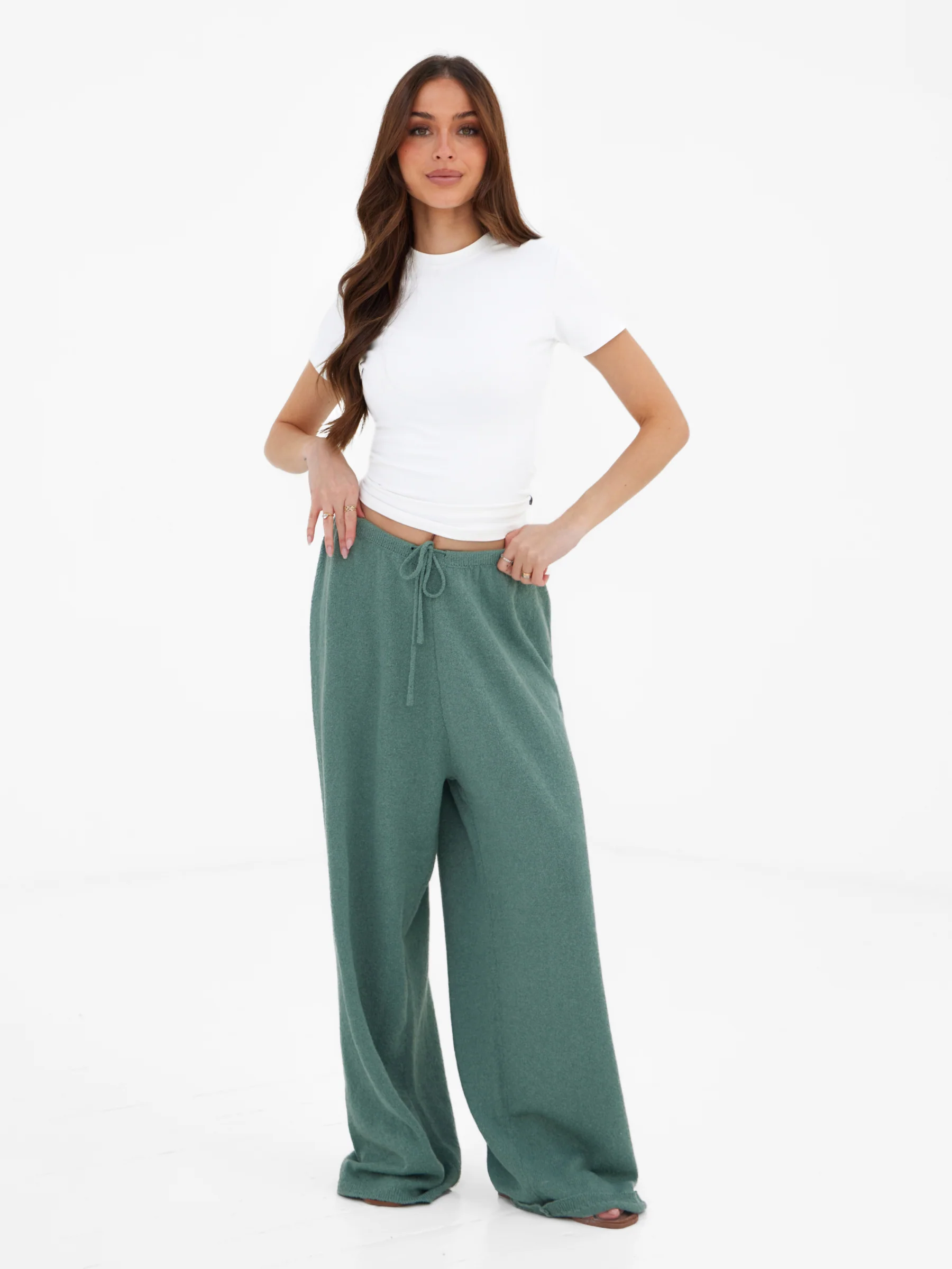 Mae Crochet Trousers - Sage Green - Image 4