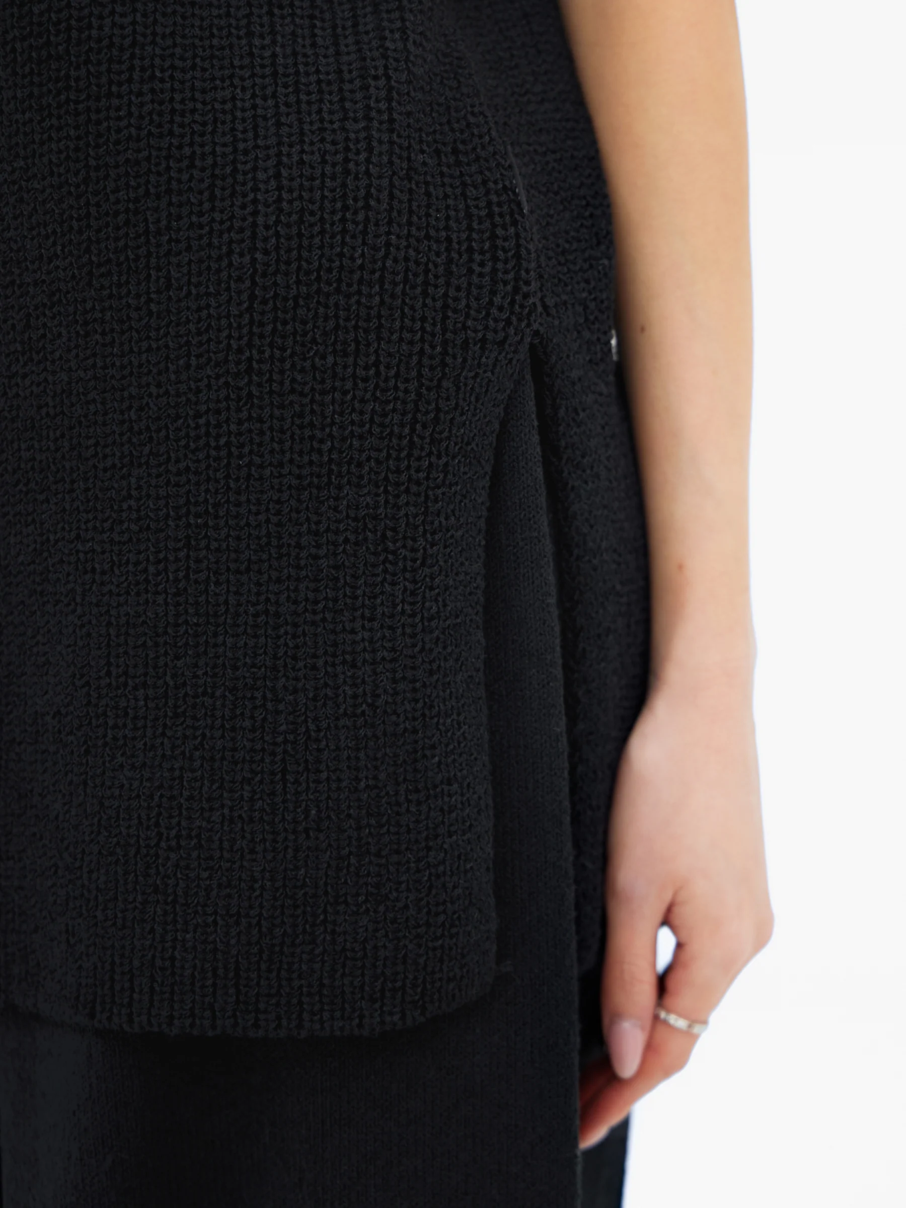 Mae Oversized Crochet Tank Top - Black - Image 2