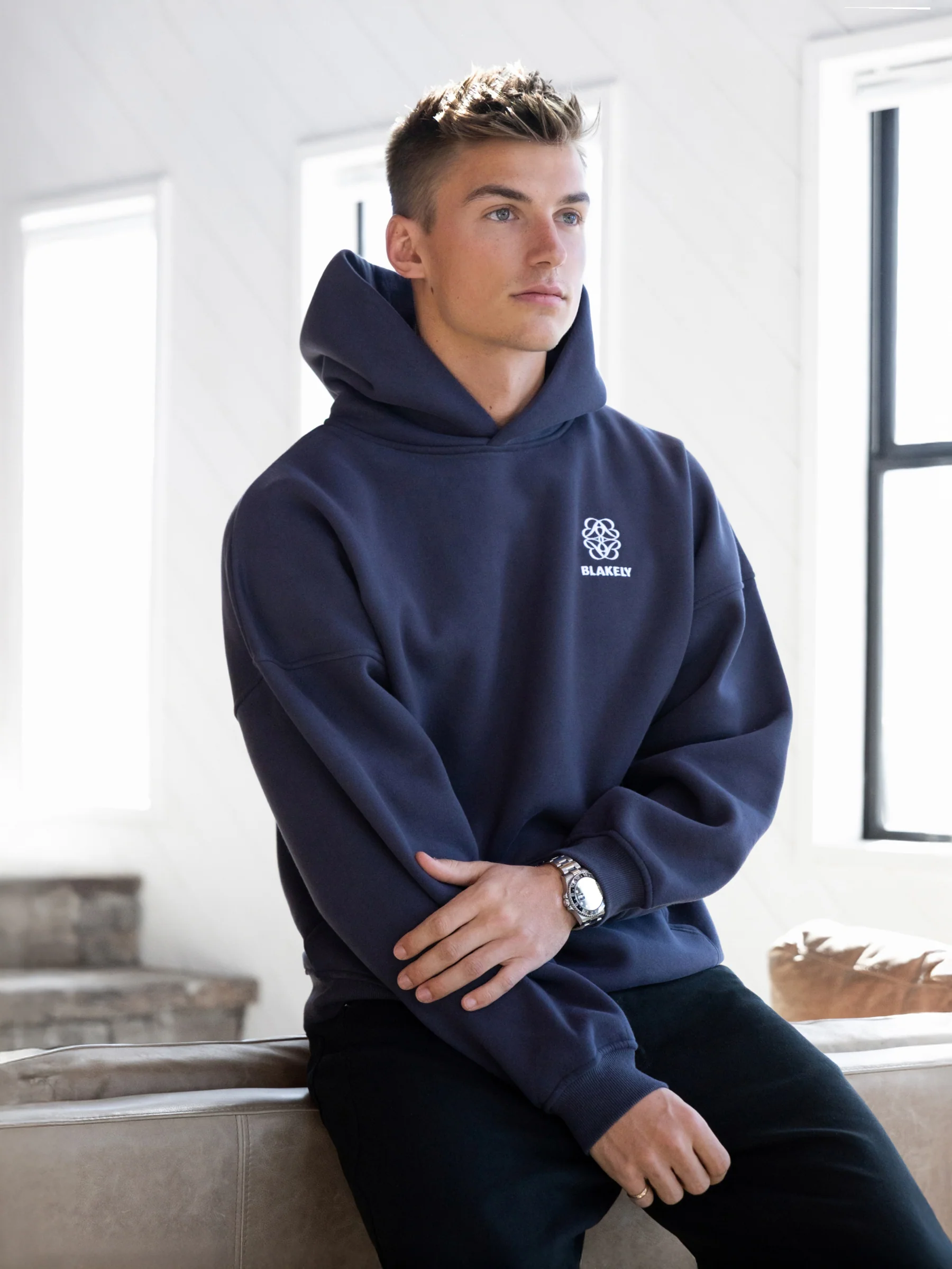 Mateo Relaxed Hoodie - True Navy - Image 4