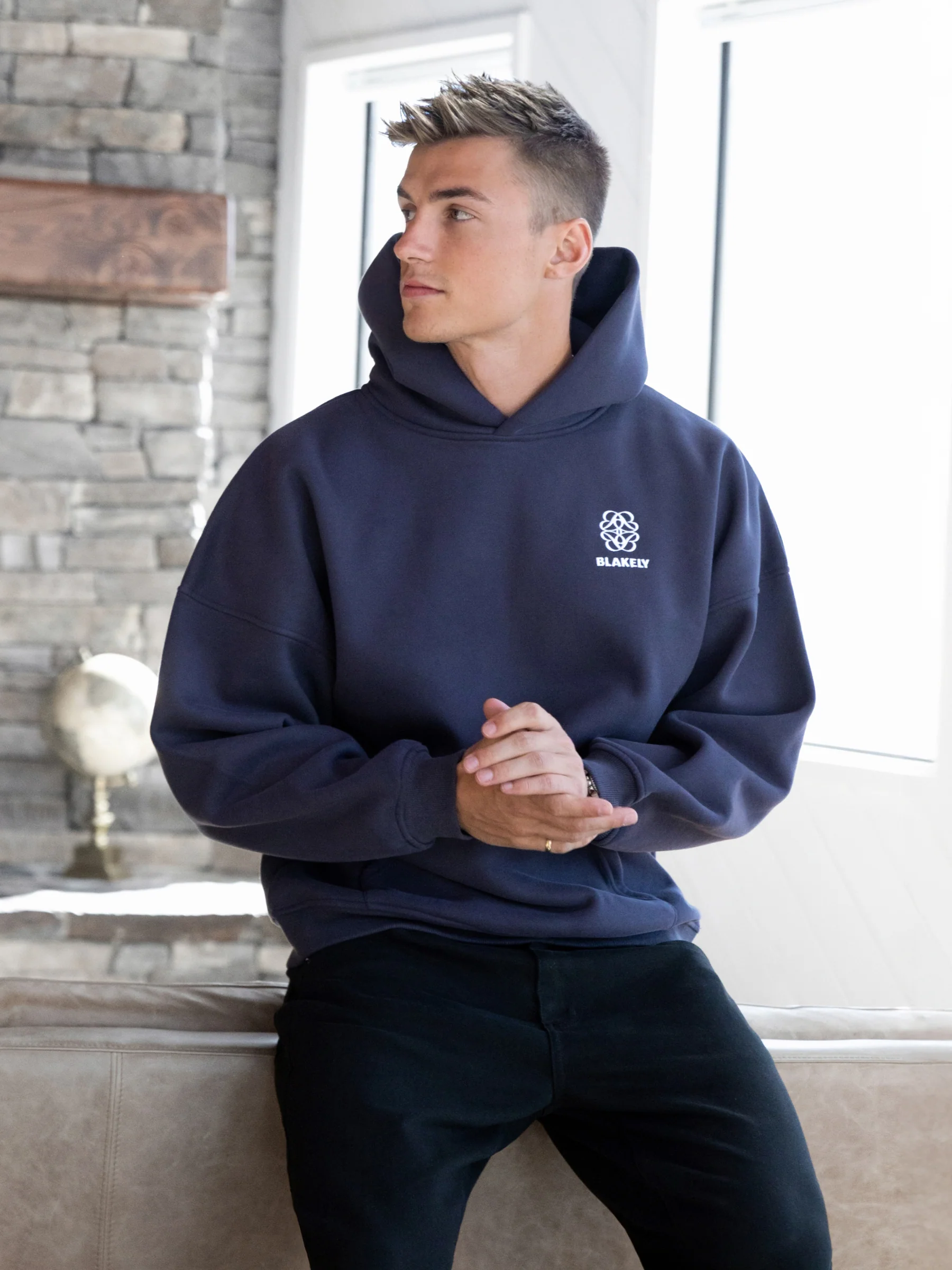Mateo Relaxed Hoodie - True Navy - Image 6