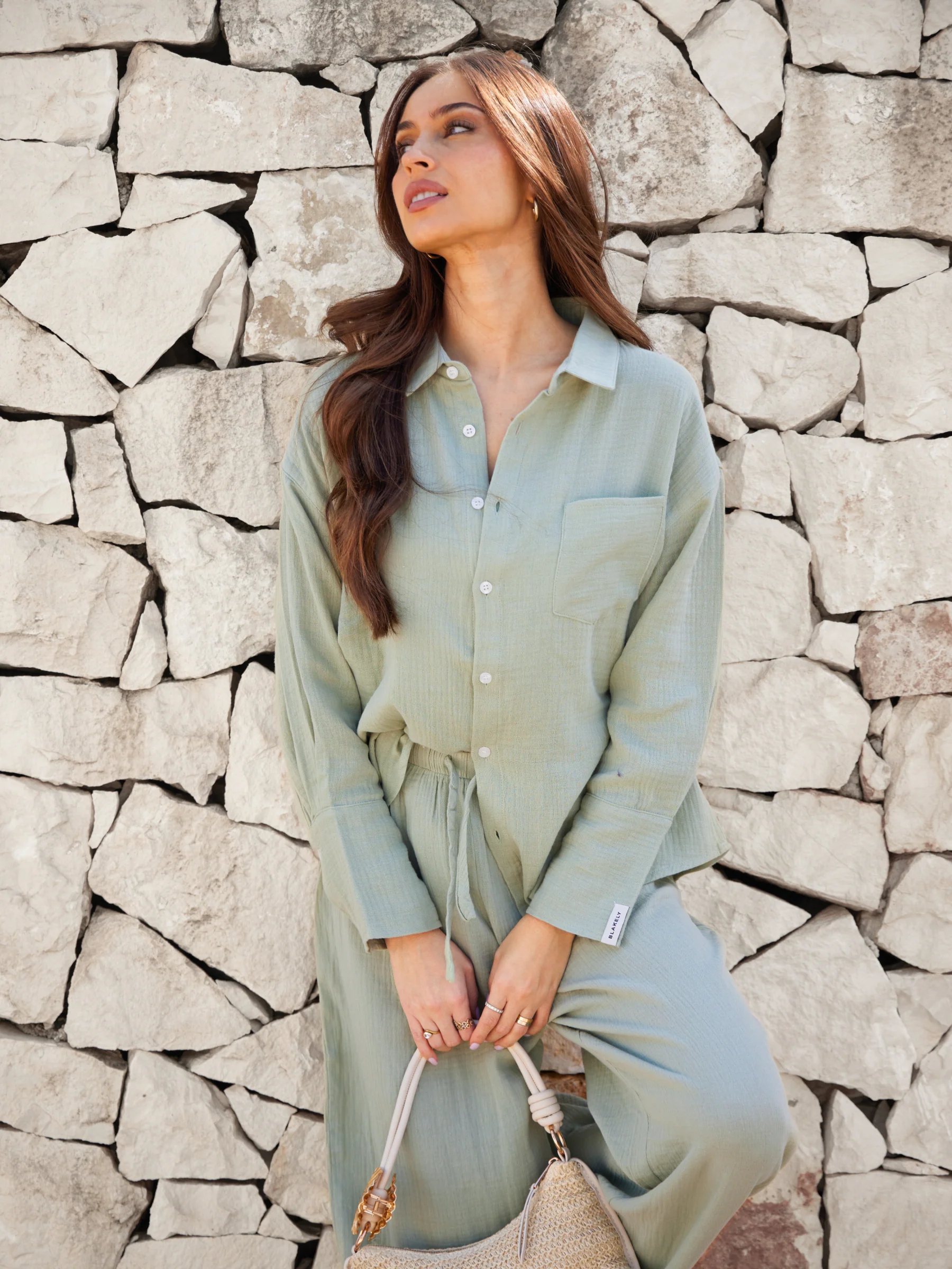 Mila Oversized Shirt - Soft Sage - Image 2