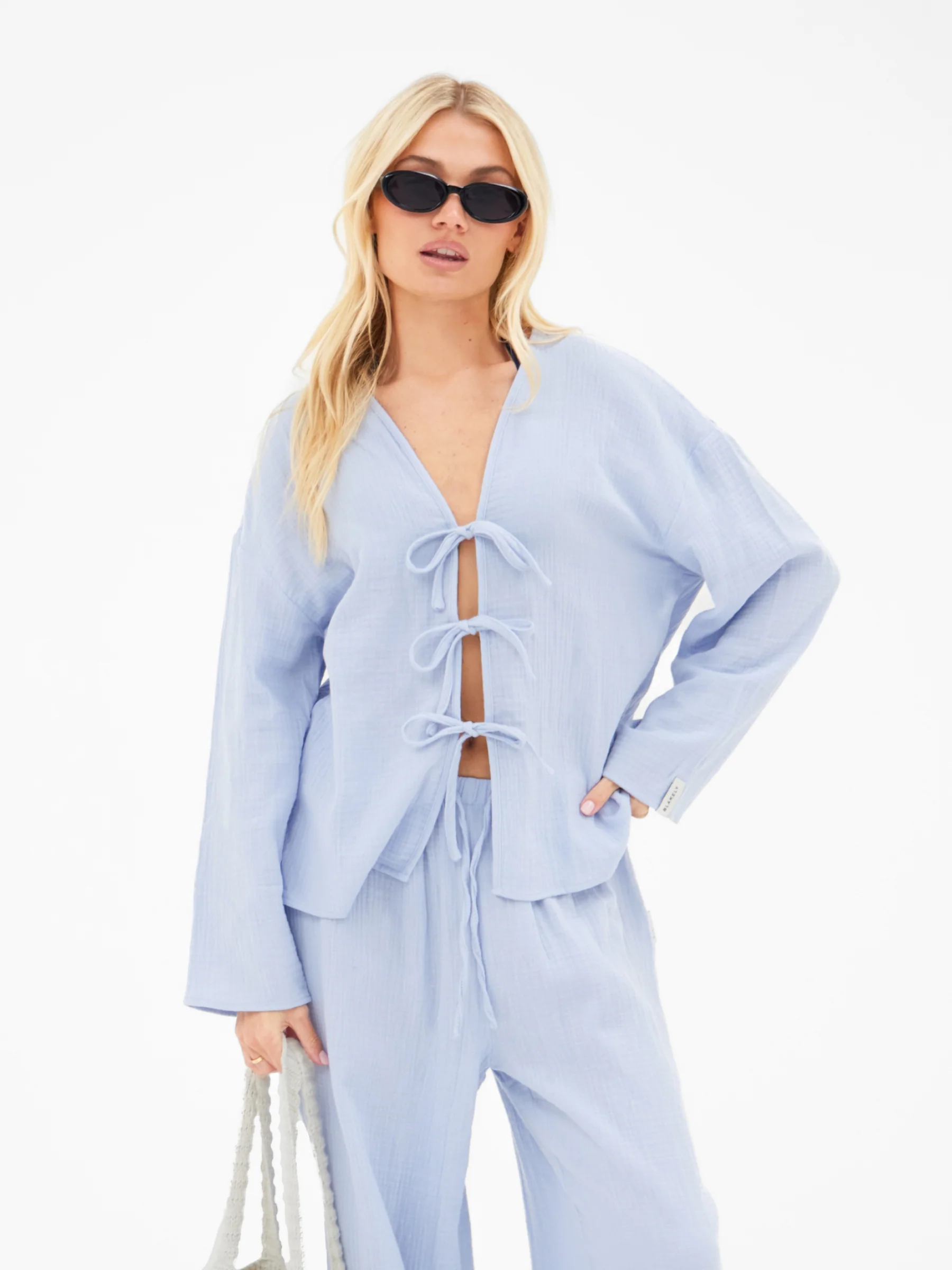 Mila Tie Up Top - Summer Blue - Image 3