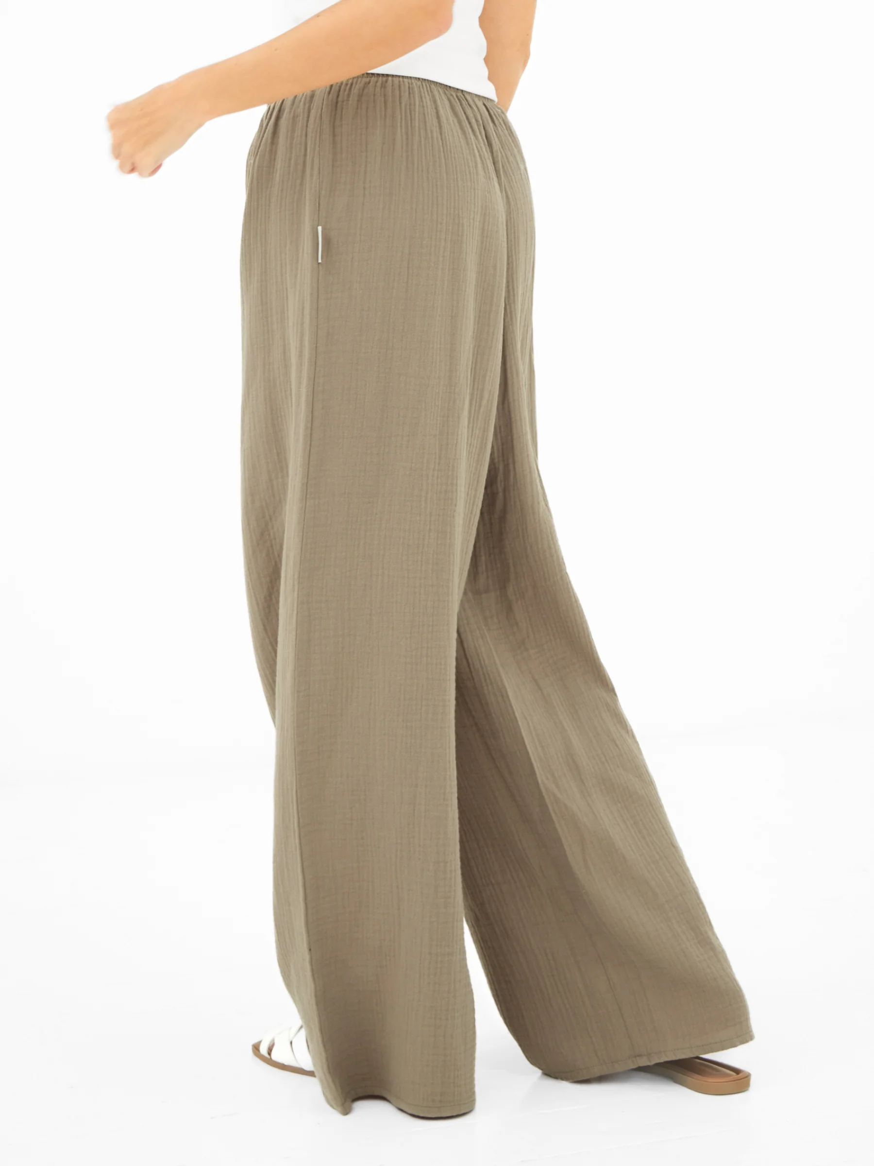 Mila Wide Leg Trousers - Taupe - Image 5