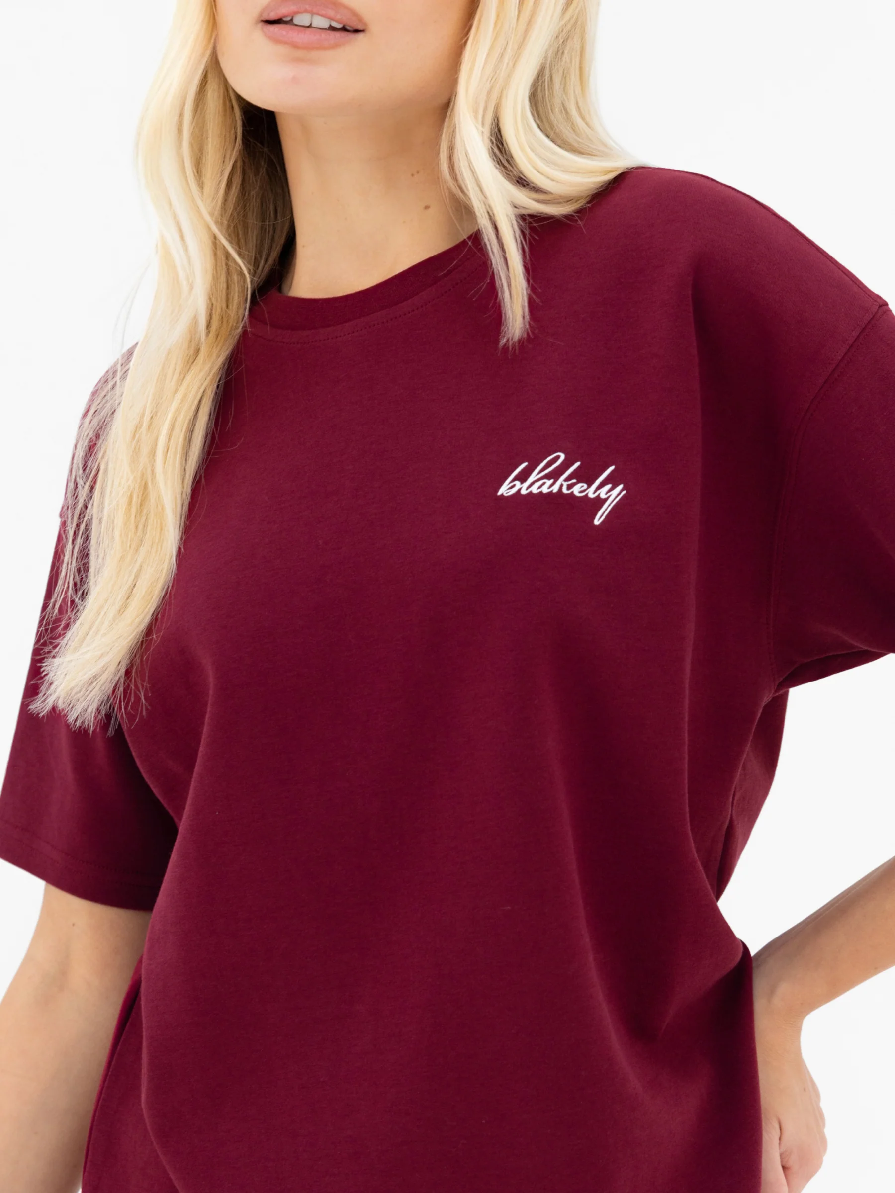 Mindy Oversized T-Shirt - Burgundy - Image 2