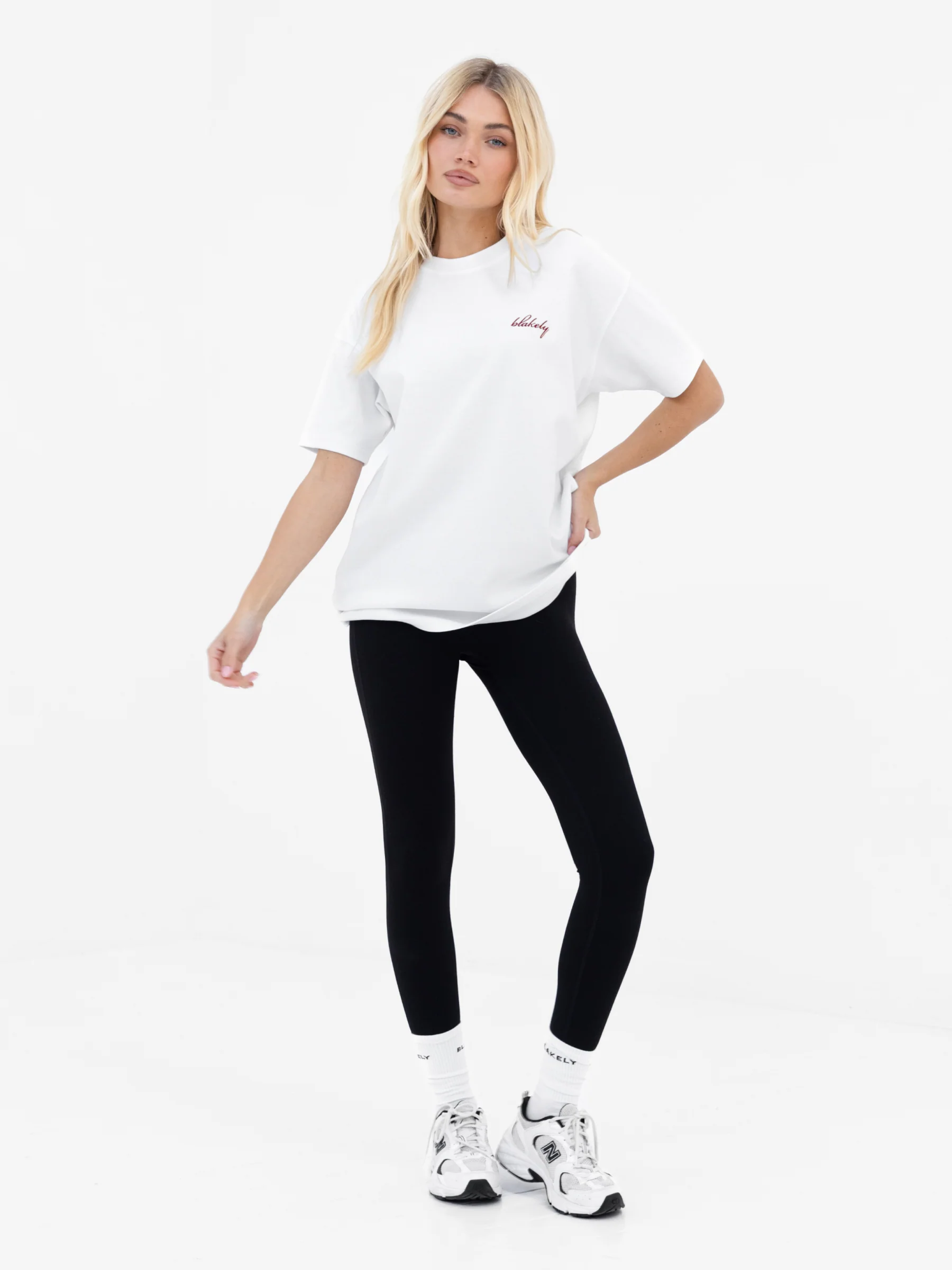 Mindy Oversized T-Shirt - White & Burgundy - Image 3