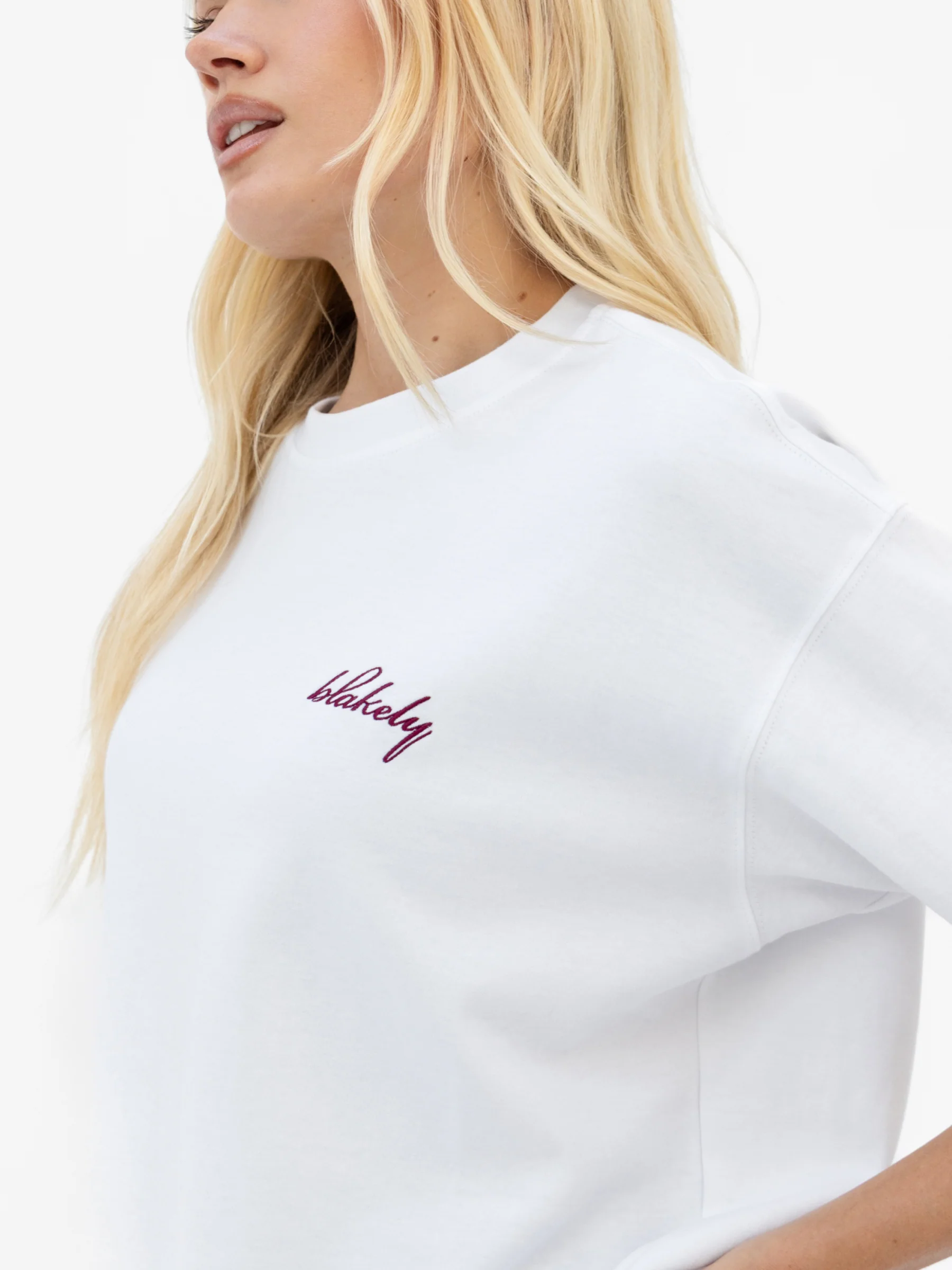 Mindy Oversized T-Shirt - White & Burgundy - Image 4