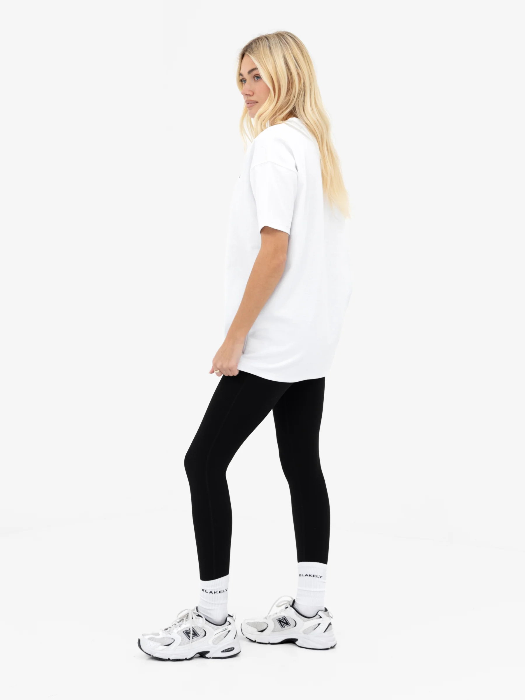 Mindy Oversized T-Shirt - White & Tan - Image 4