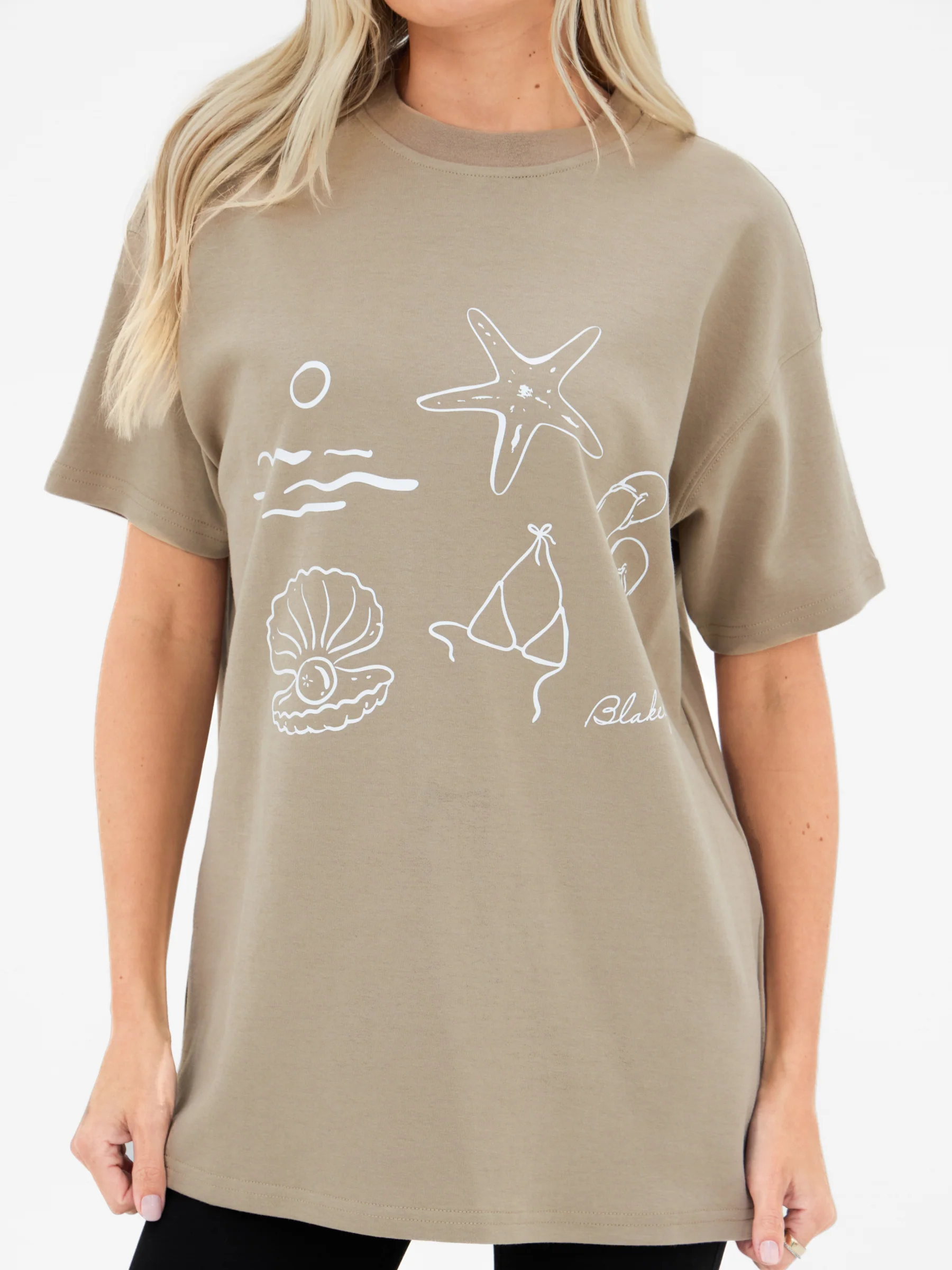 Mira Oversized T-Shirt - Tan - Image 4