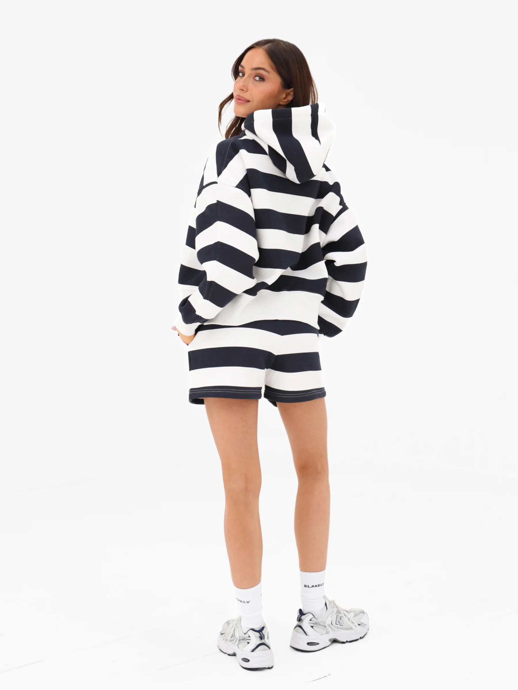 Molly Stripe Jogger Shorts - Navy - Image 4