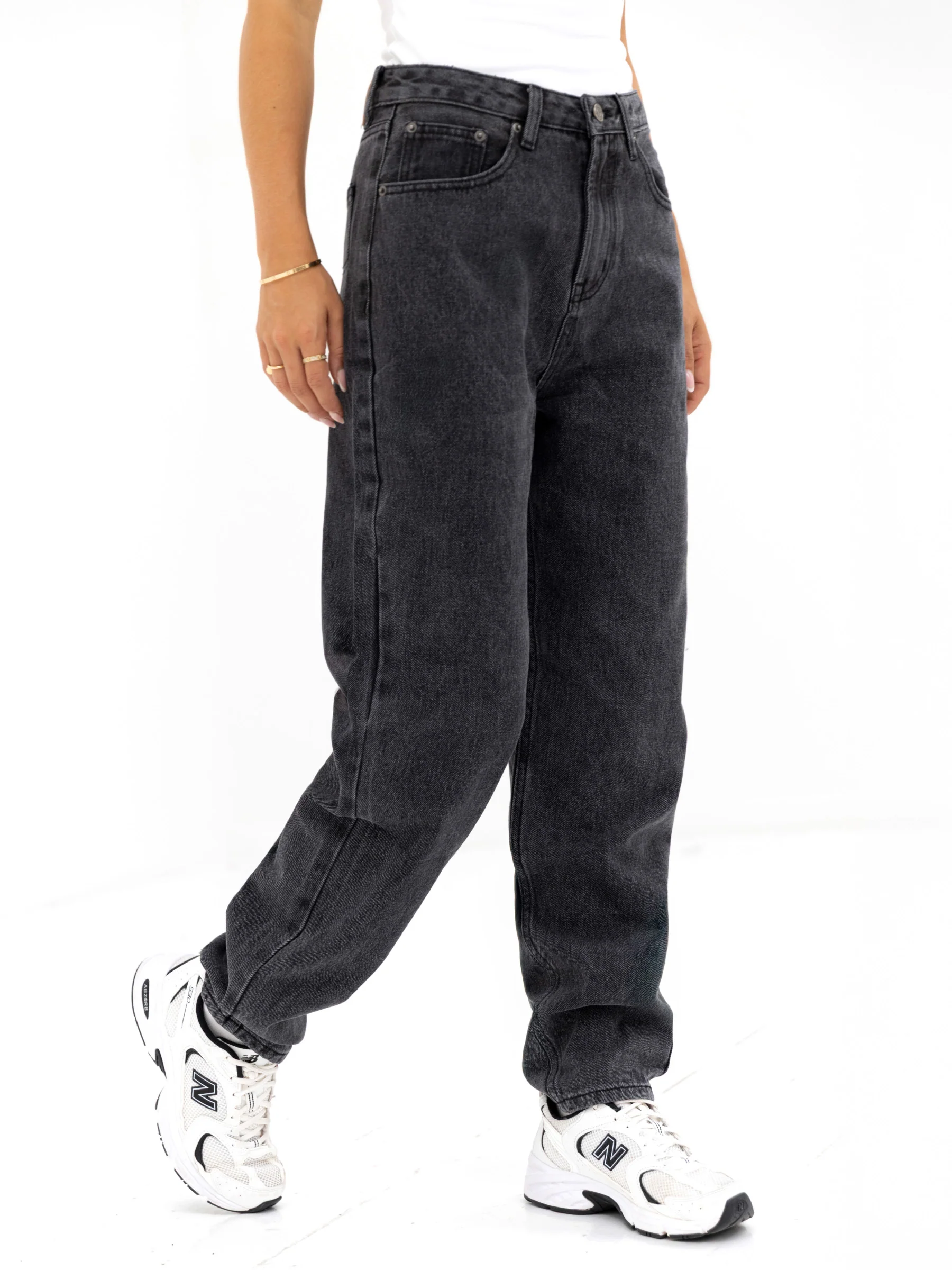 Blakely Mom Jeans - Washed Black - Image 5