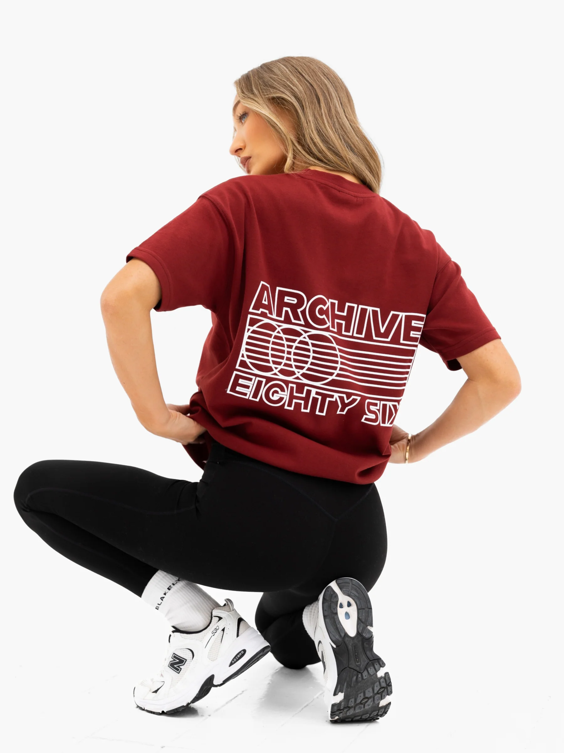 Naomi Oversized T-Shirt - Maroon Red - Image 3