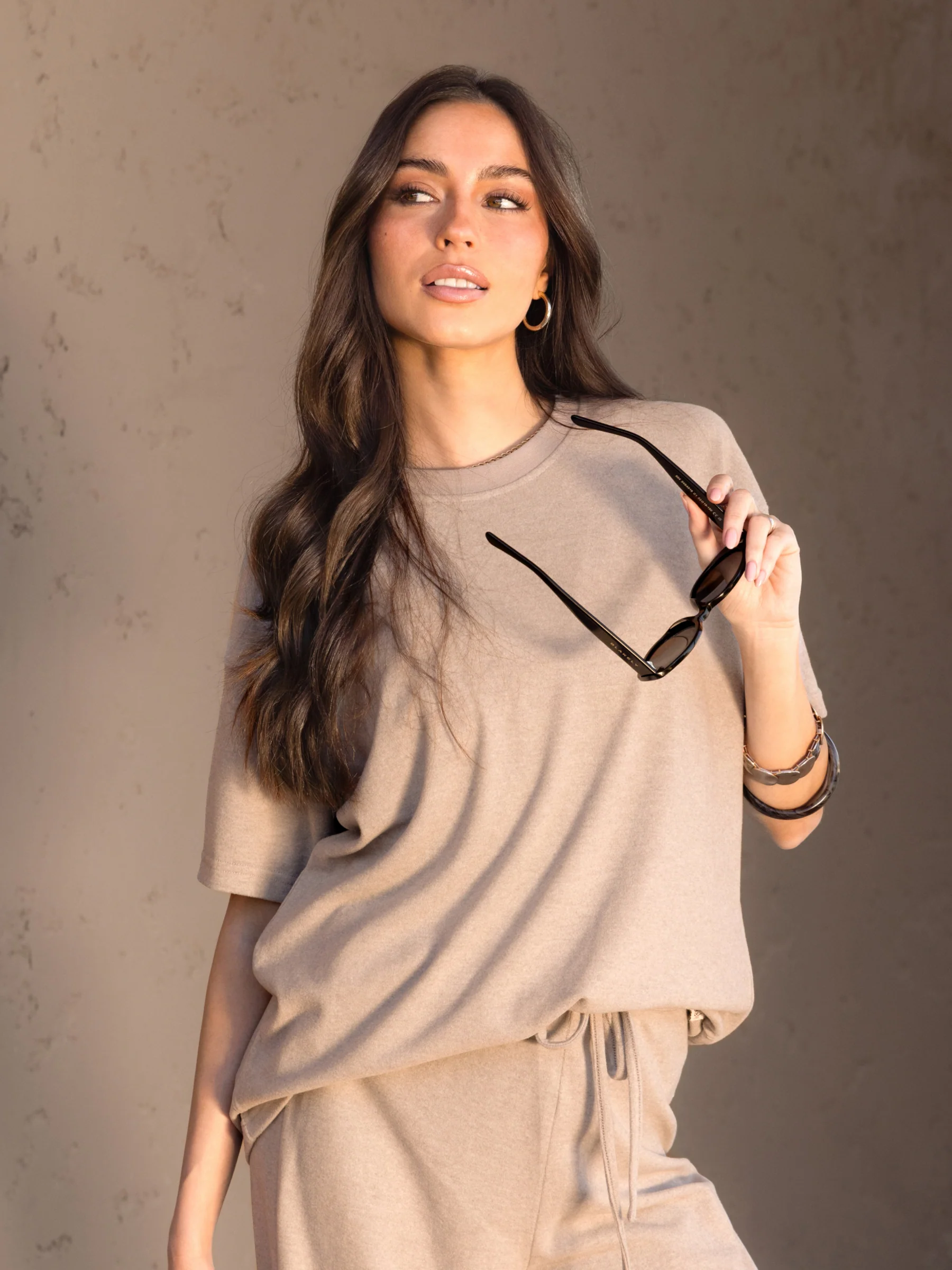 Nellie Oversized T-Shirt - Marl Beige - Image 2