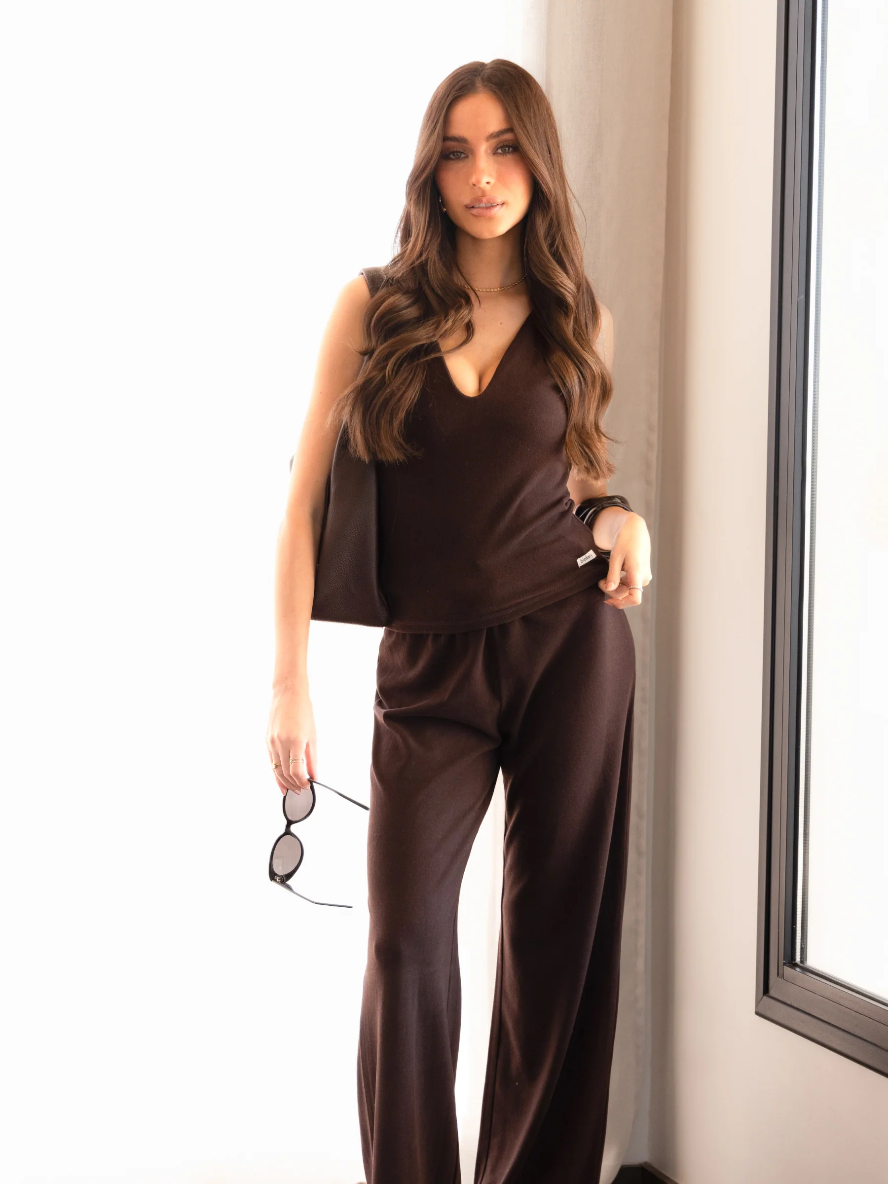 Nellie Vest Top - Dark Brown - Image 3