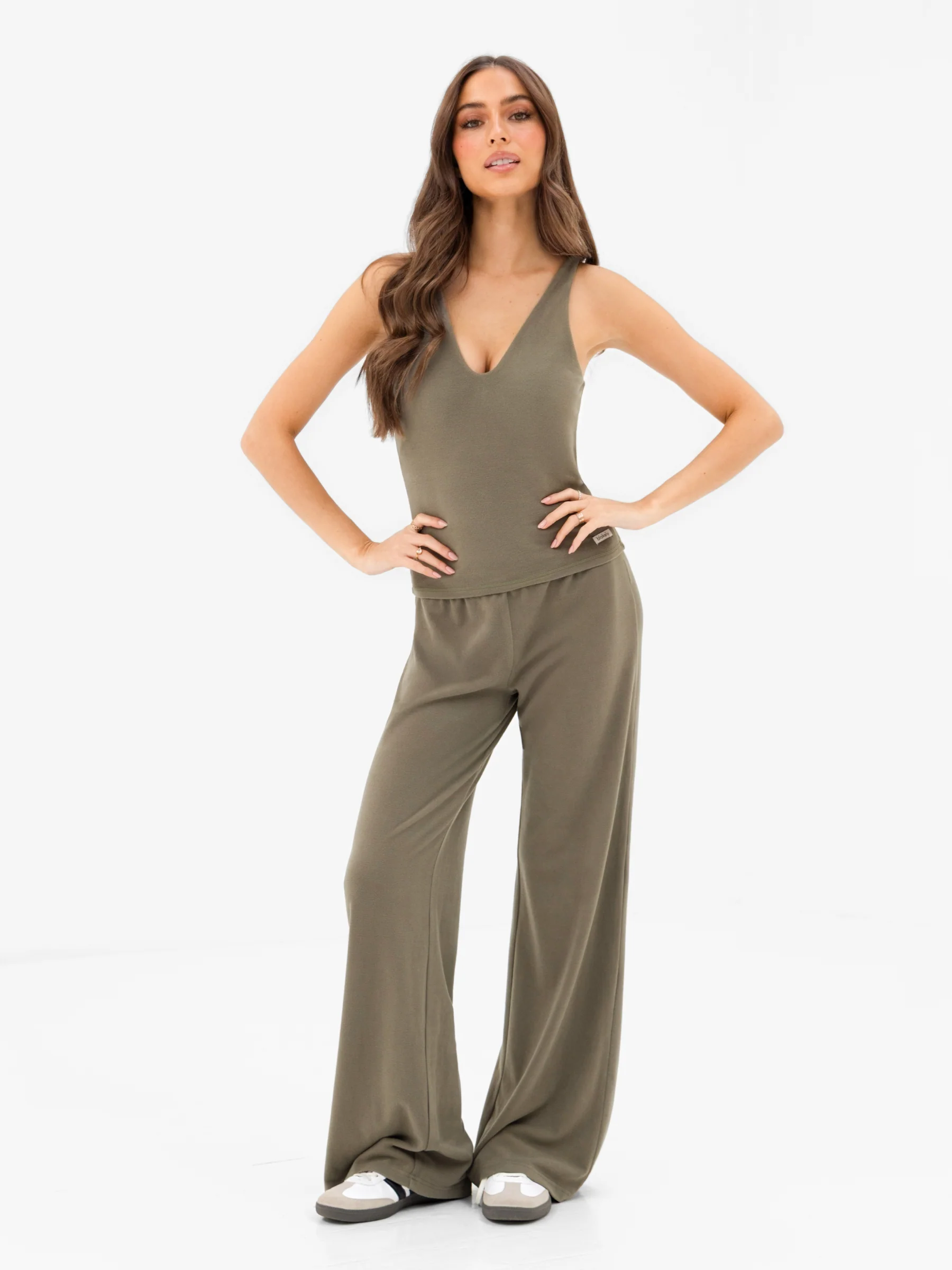 Nellie Wide Leg Trousers - Moss Green - Image 3