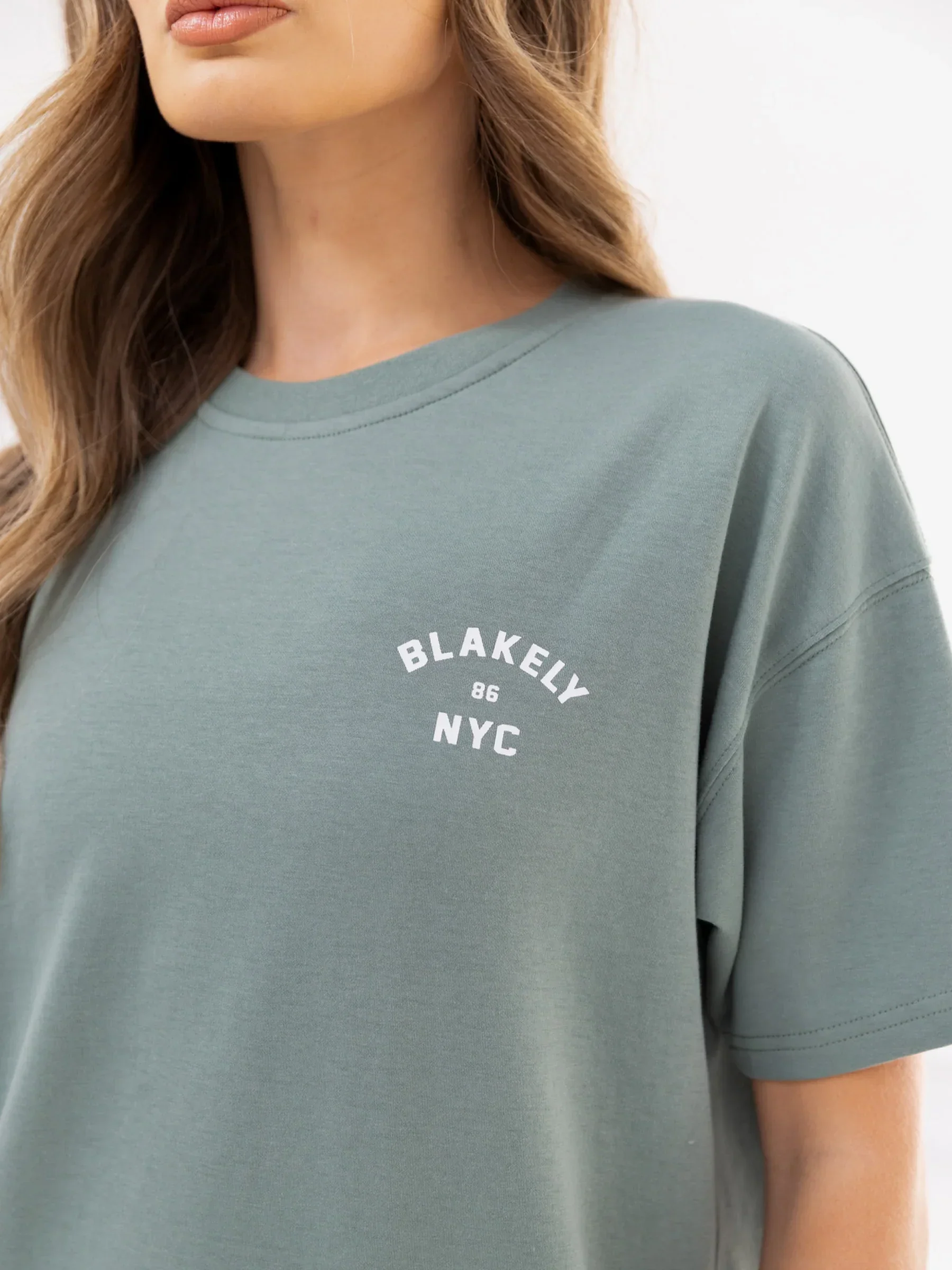 NYC Oversized T-Shirt & Elodie Stripe Trousers Set - Sage Green & Mint Green - Image 6