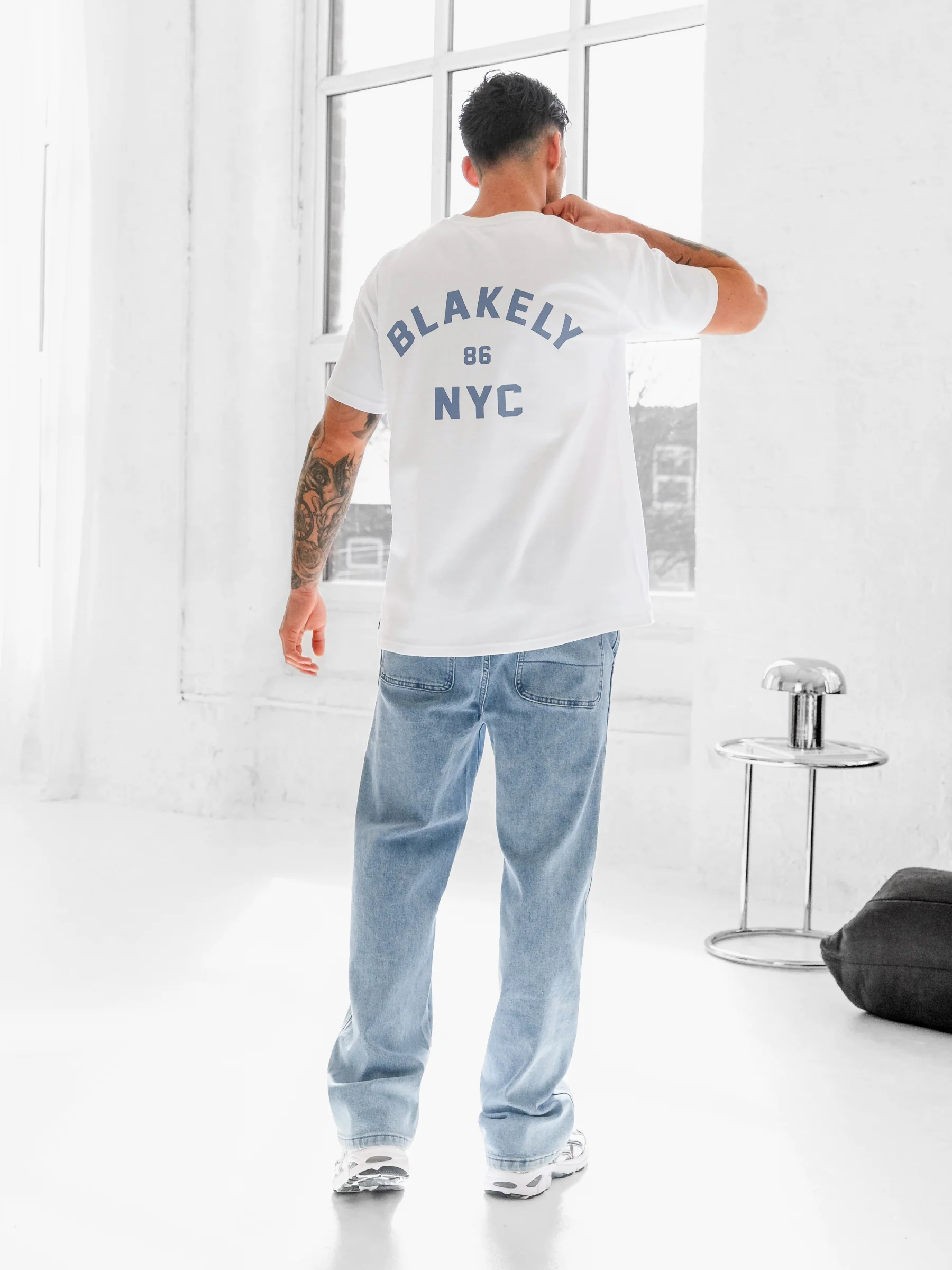 NYC Relaxed T-Shirt - White & Cloudy Blue - Image 5