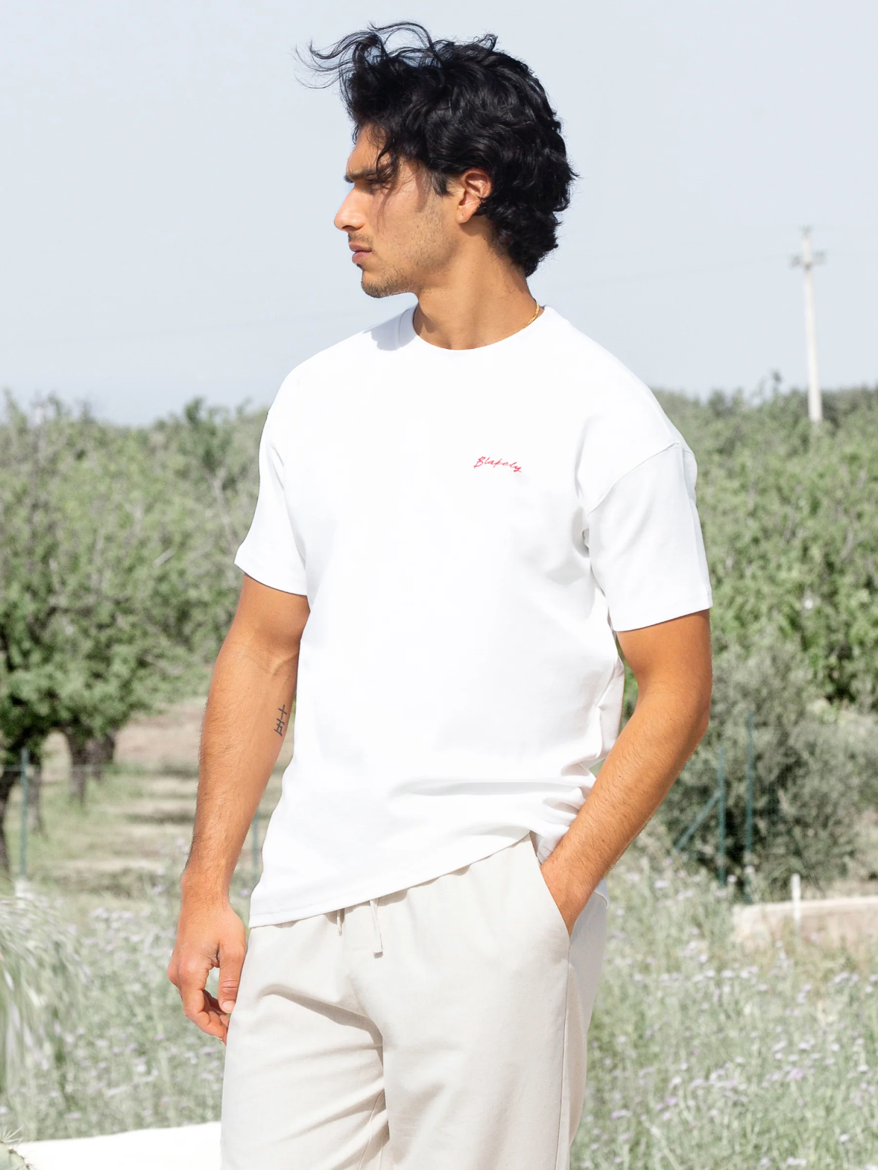 Olive Oil Print Relaxed T-Shirt - White - Image 2
