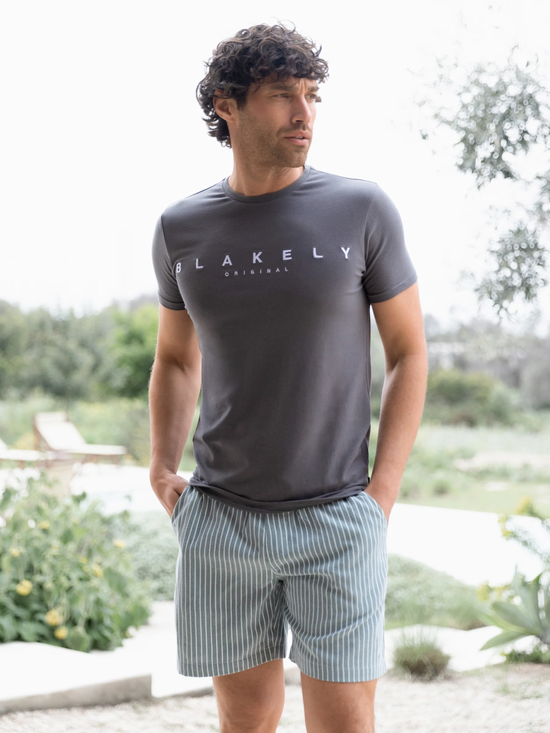Oskar Relaxed Stripe Shorts - Washed Teal - Image 3